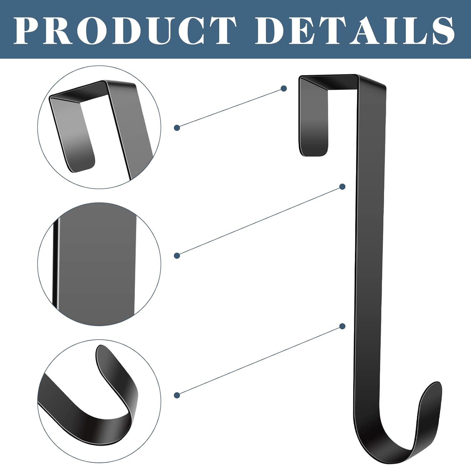 JUGEFORNI 12 Inch Black Door Wreath Hanger
