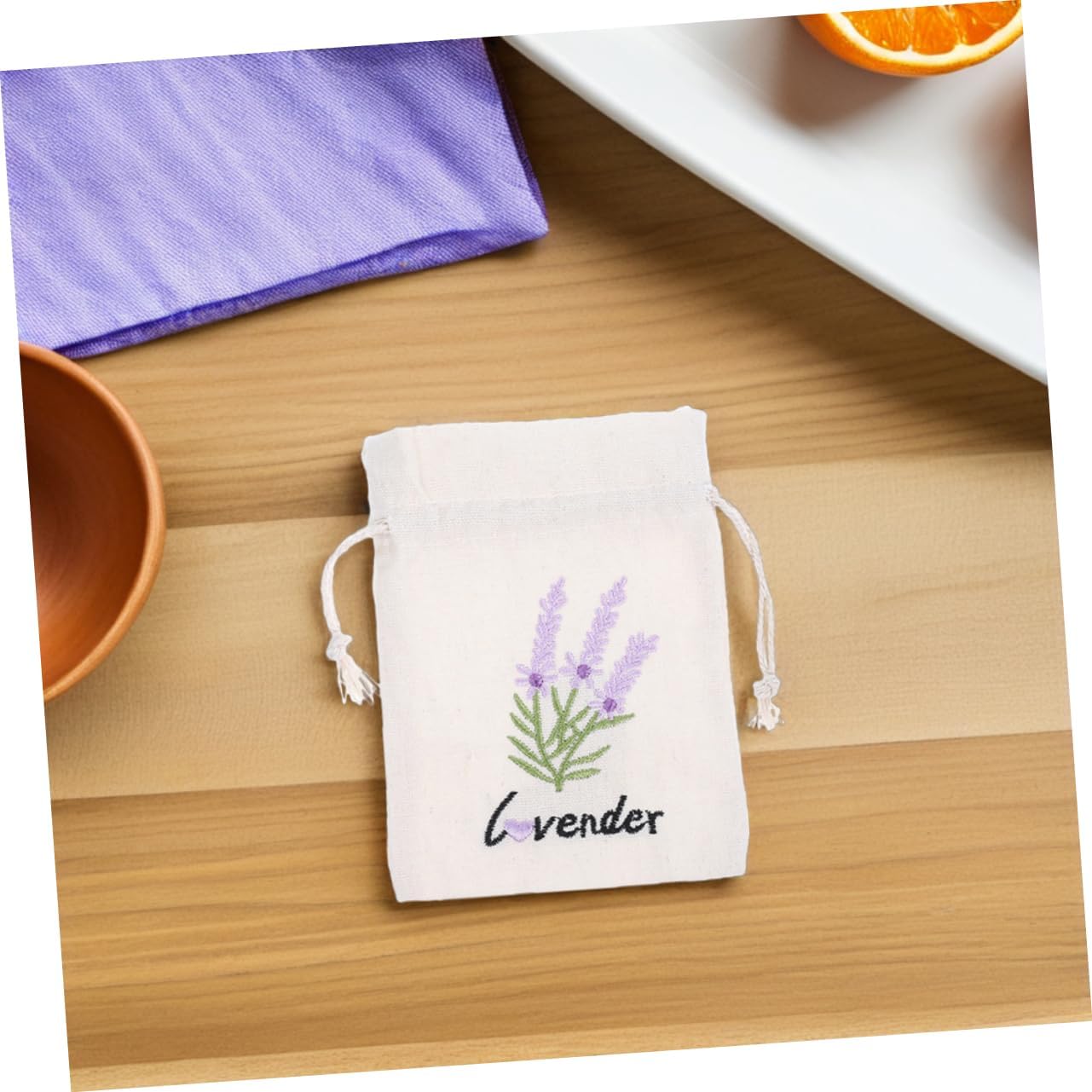 Cabilock 5pcs Lavender Sachet Bags Drawstring Favor Pouches