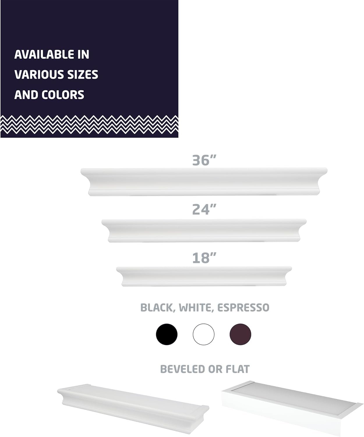HIGH MIGHTY 18 Inch Floating Shelf 15 lbs