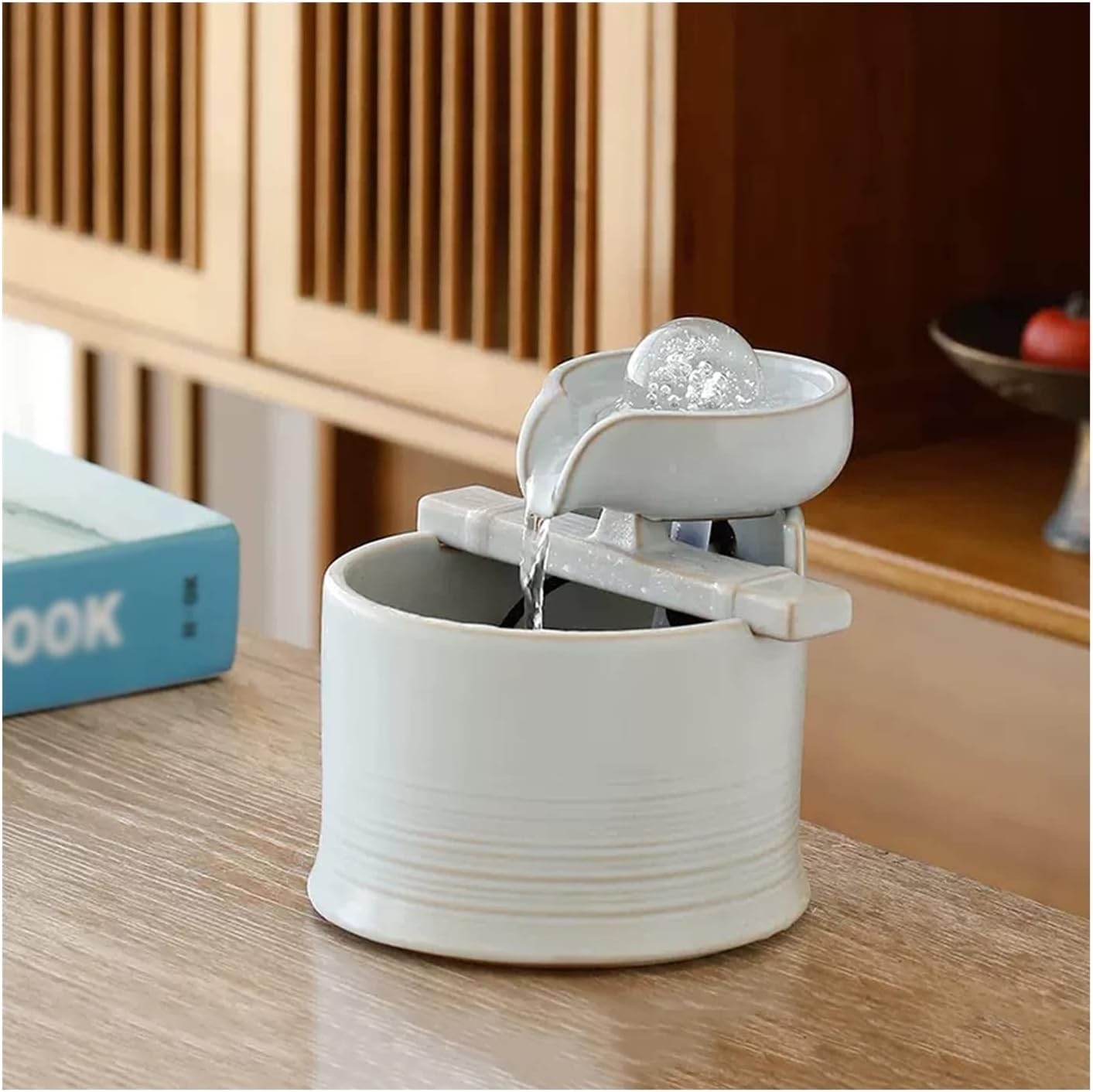 CLoxks Tabletop Fountain Indoor Ceramic Fountain for Home Office and Bedroom