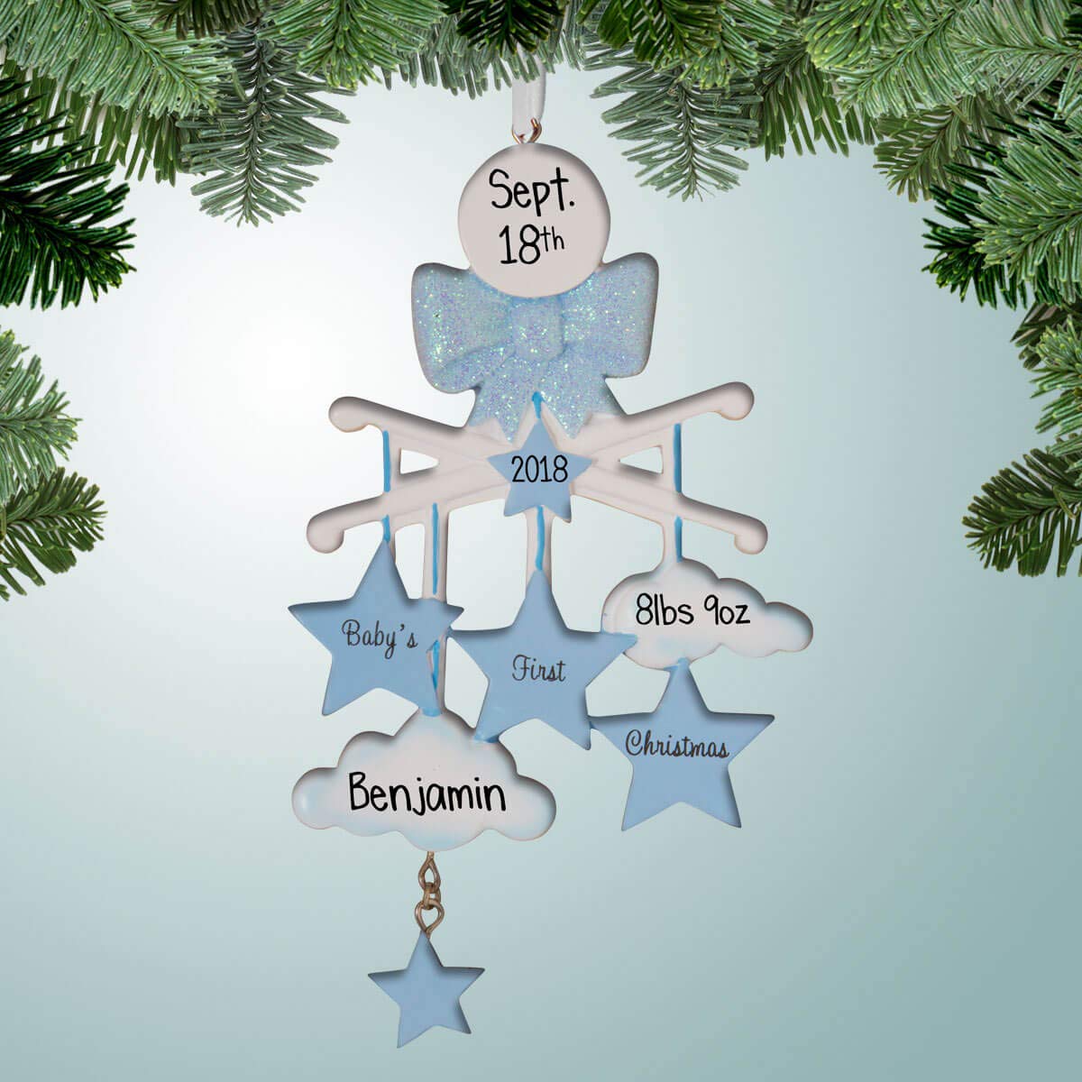 Baby Boy Mobile Personalized Ornament 1st Xmas Free Handwriting