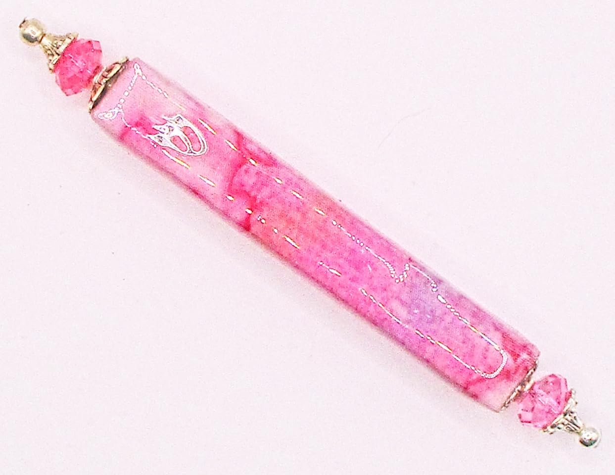 Handmade Light Pink Batik Mezuzah