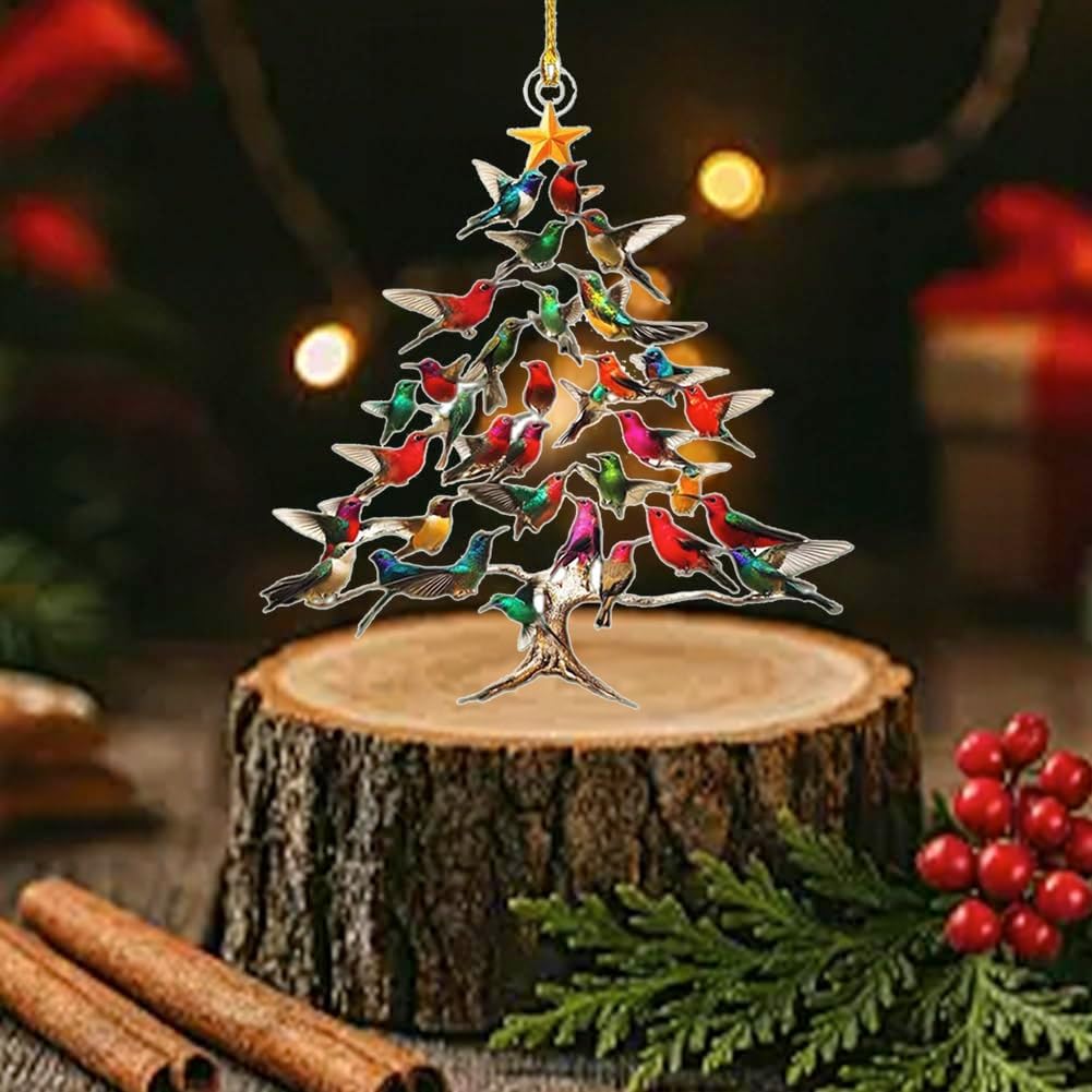 Colorful Stack Hummingbird Christmas Ornament 3Pcs
