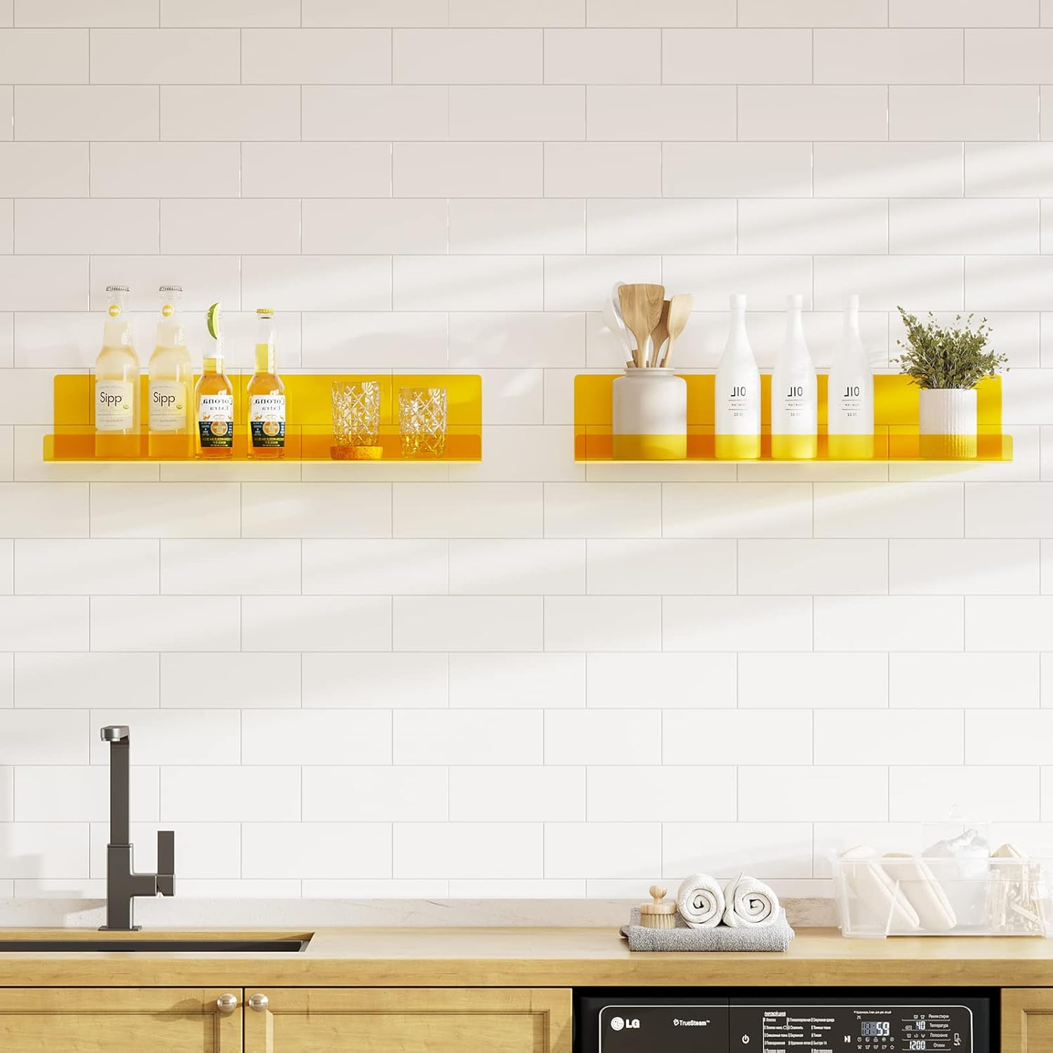 RRG 15 Inch Acrylic Floating Shelves 2 Pack Yellow