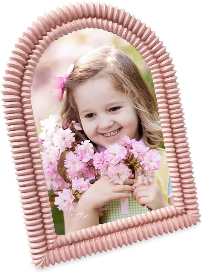 Isaac Jacobs 4x6 Matte Blush Arch Photo Frame with Black Fabric Easel