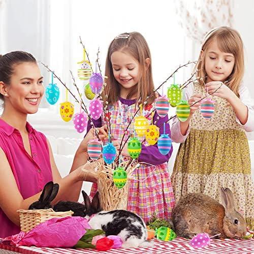24 Pcs Multicolored Easter Hanging Eggs Set