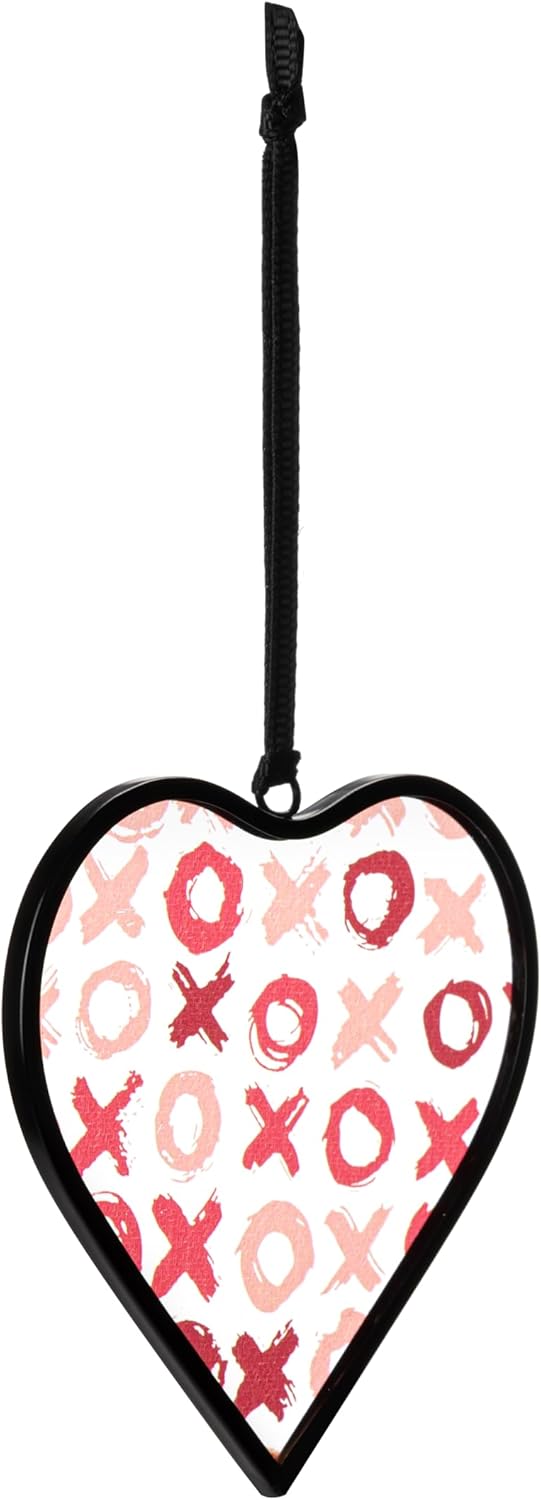 DEMDACO OXOX Heart Suncatcher Hanging Ornament 3 Inch Red Pink