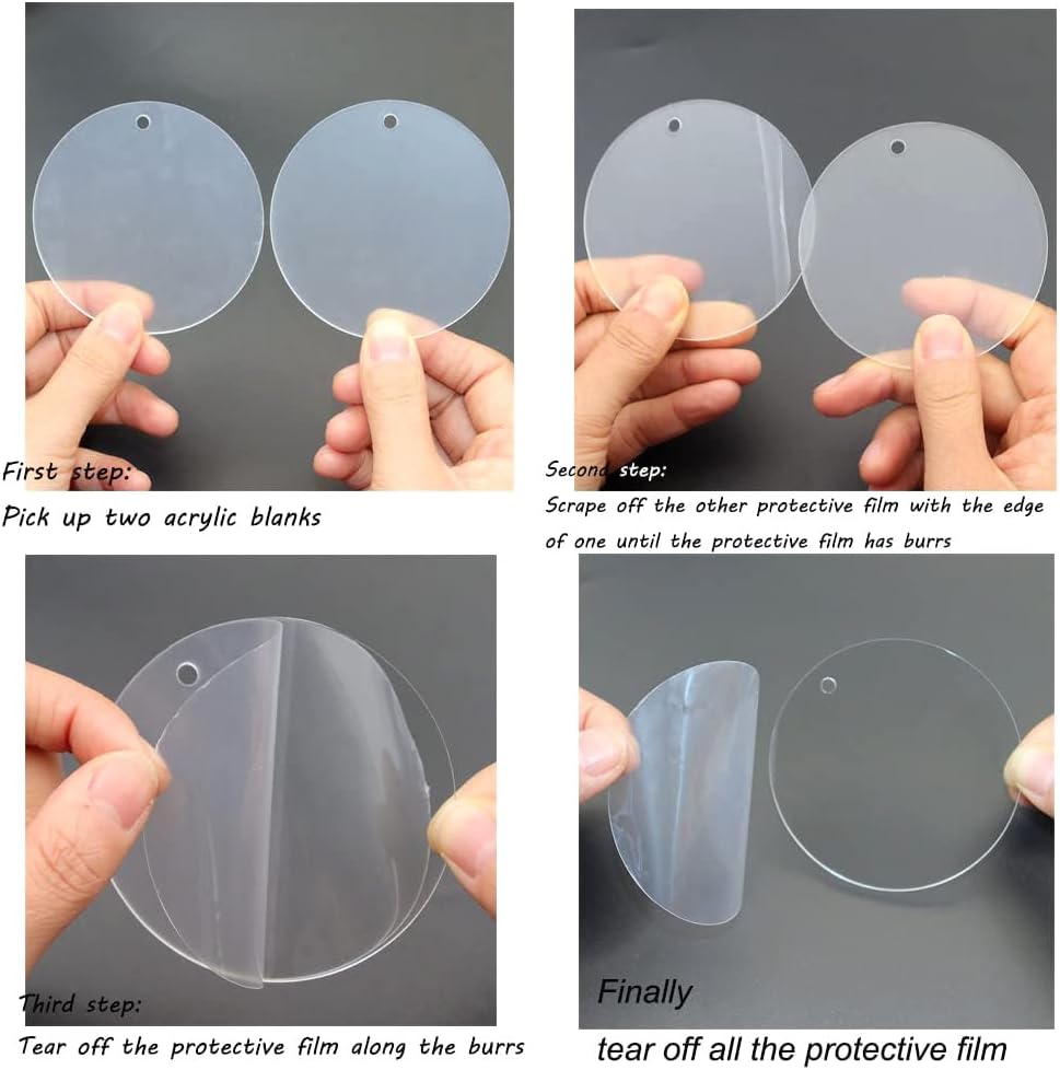 32 Piece 3Inch Acrylic Keychain Blanks with Hole