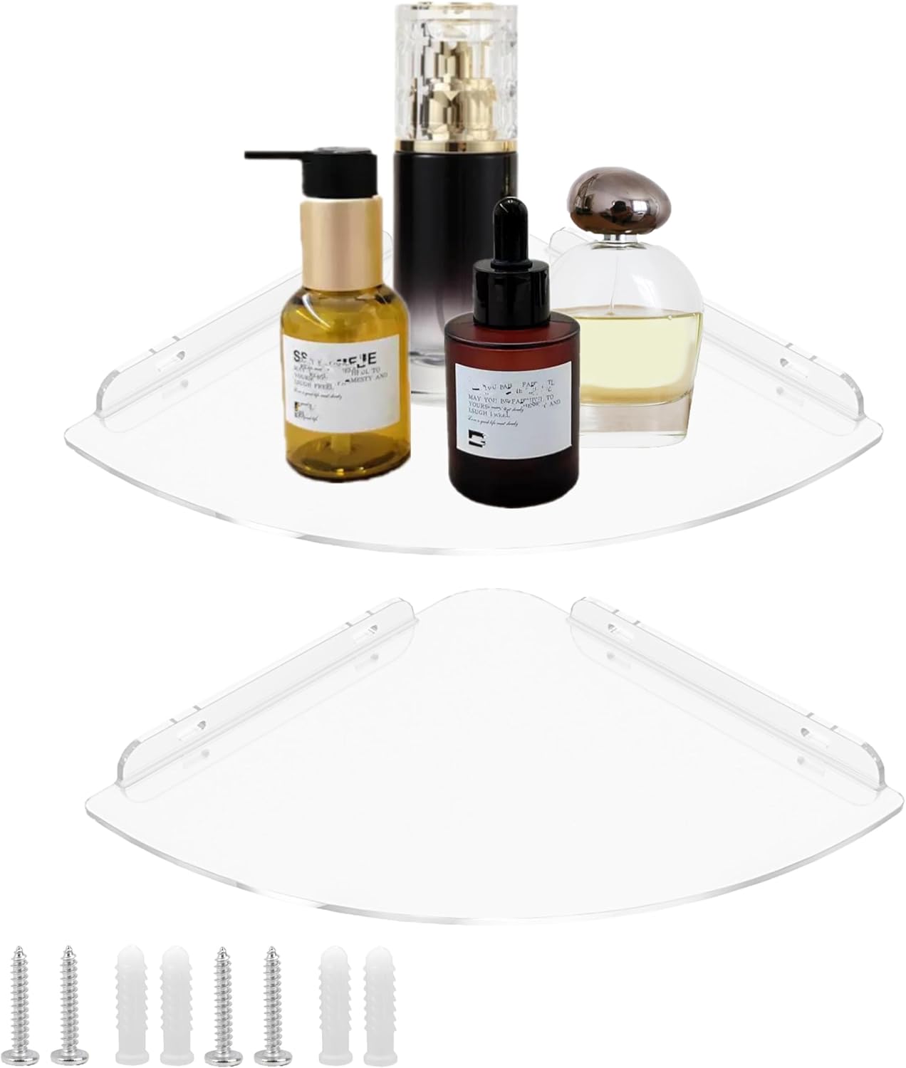 Acrylic Corner Floating Shelf 7 Inch Waterproof Wall Mount Organizer