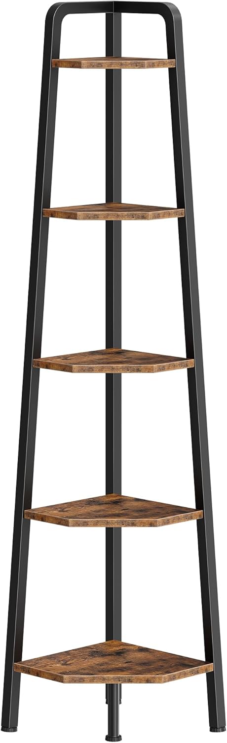 CHOEZON 5-Tier Corner Shelf 596 Tall Metal Ladder Bookshelf