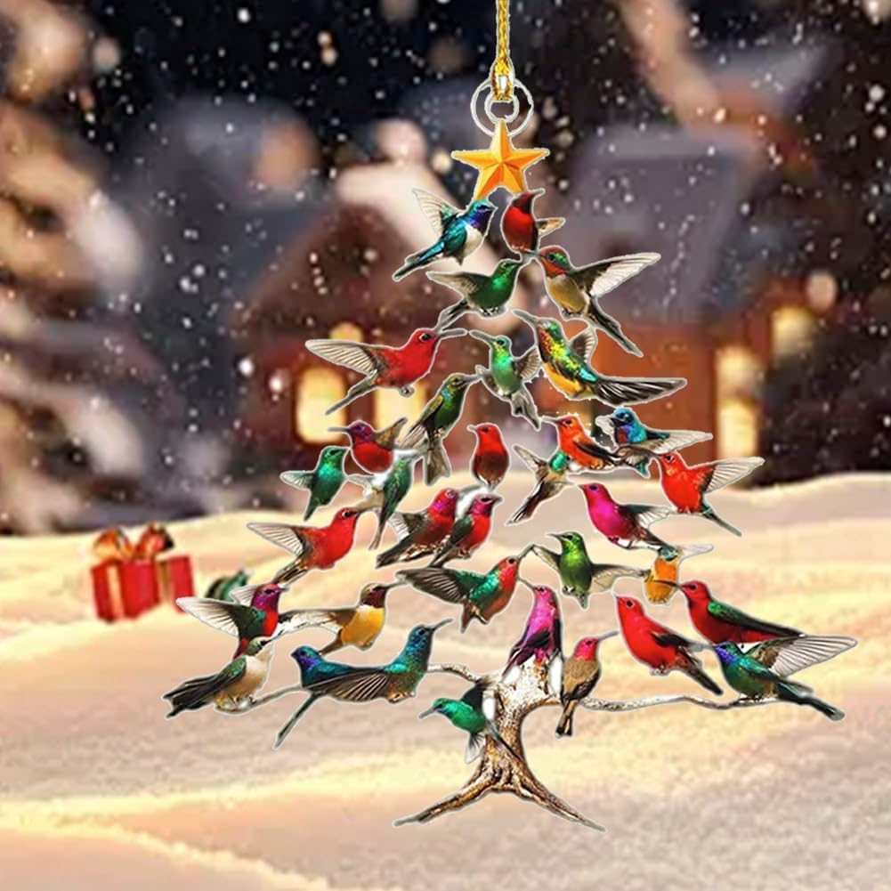 Colorful Stack Hummingbird Christmas Ornament 3Pcs