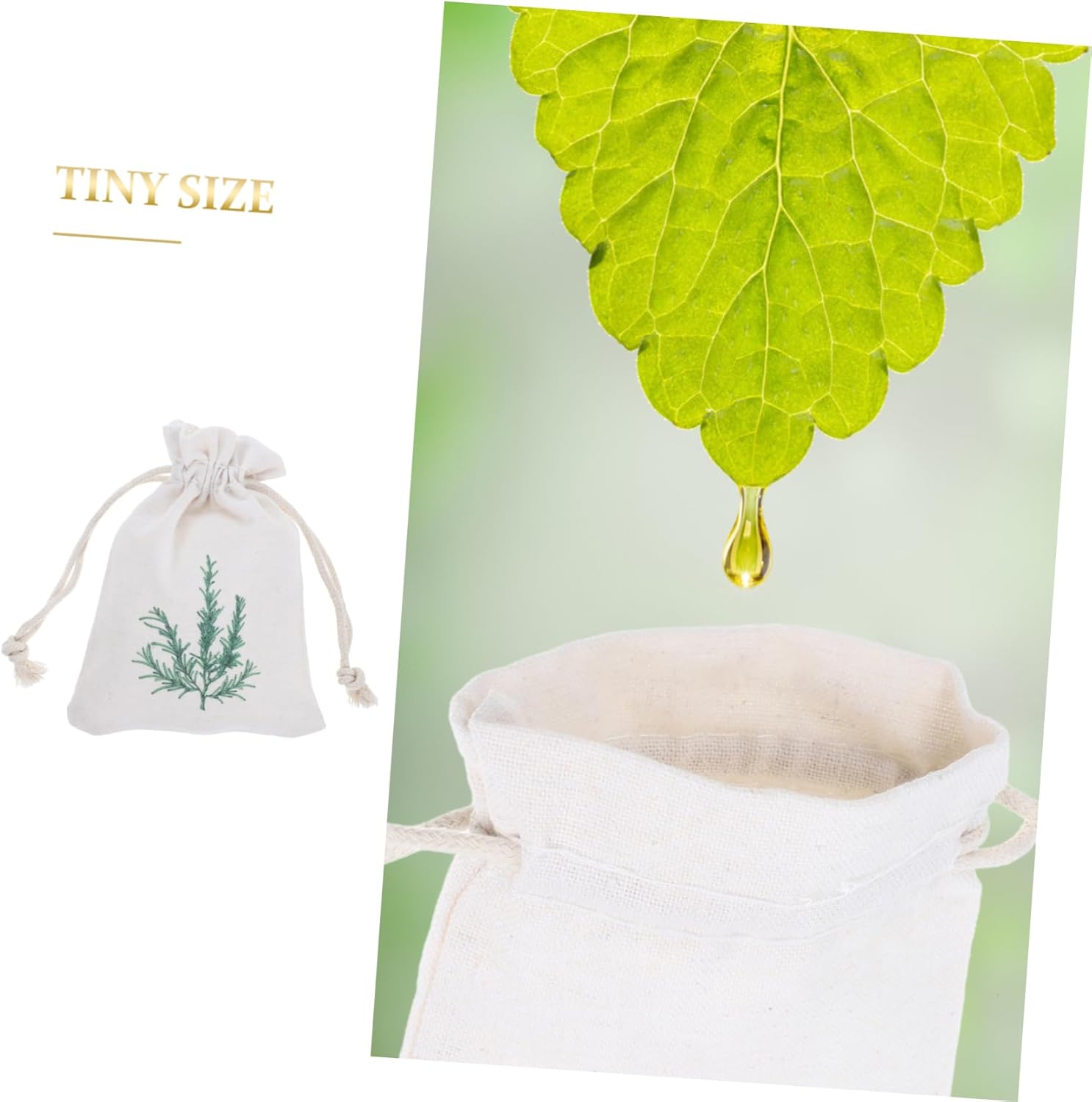 DECHOUS 10pcs Lavender Drawstring Sachet Bags with Rosemary Pattern