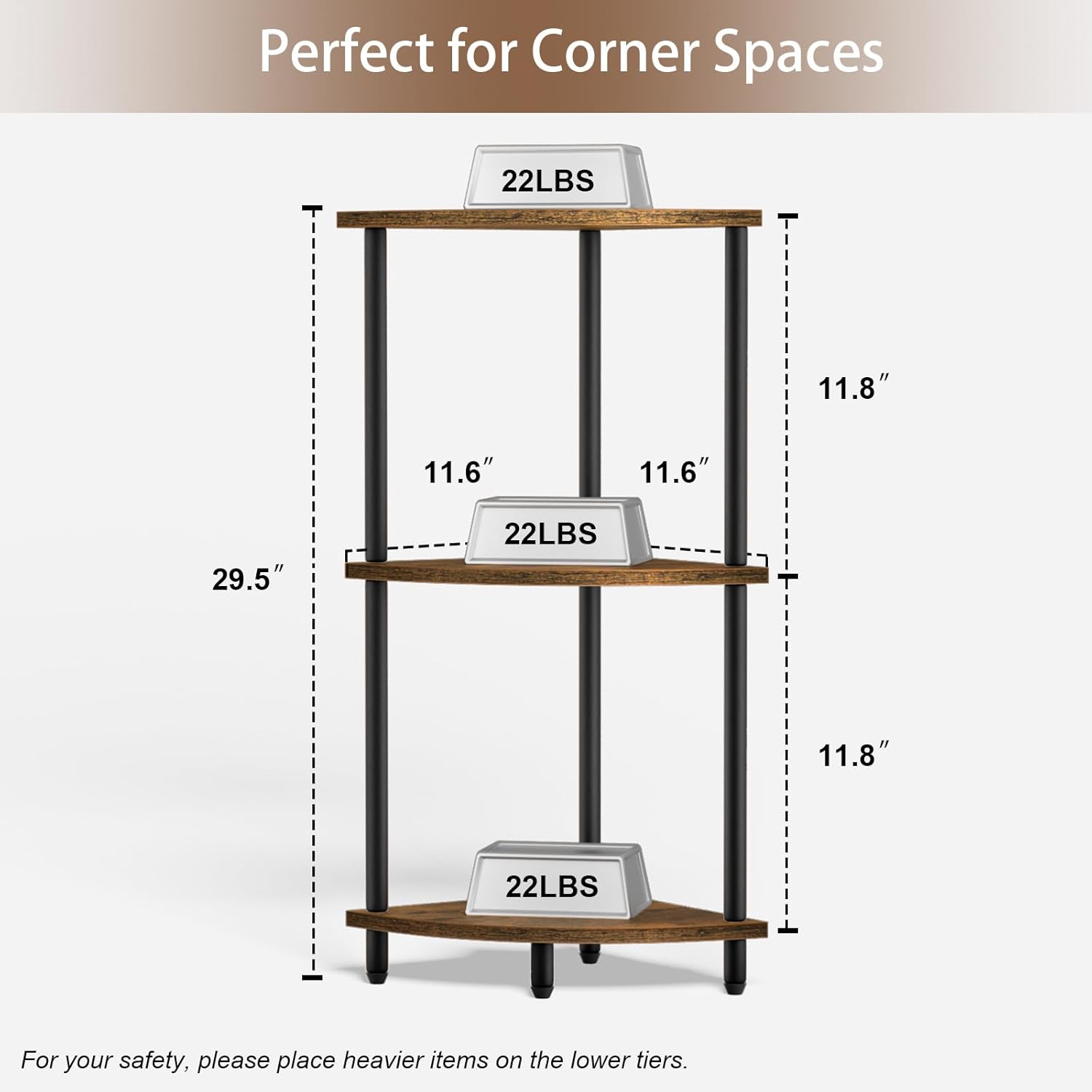 Sriwatan 3-Tier Corner Shelf Stand for Small Space