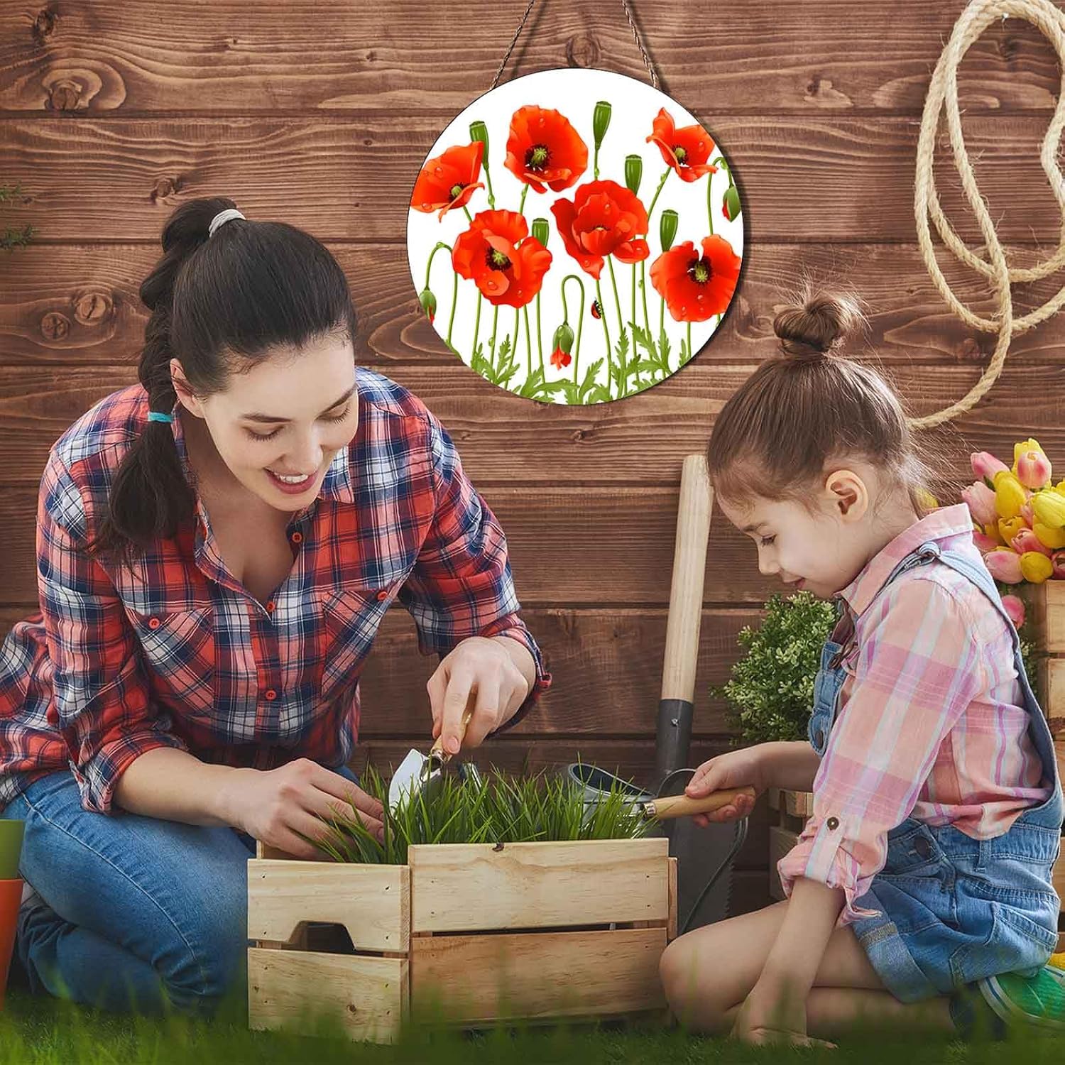 Red Poppy Wreath Hangers for Front Door Decor