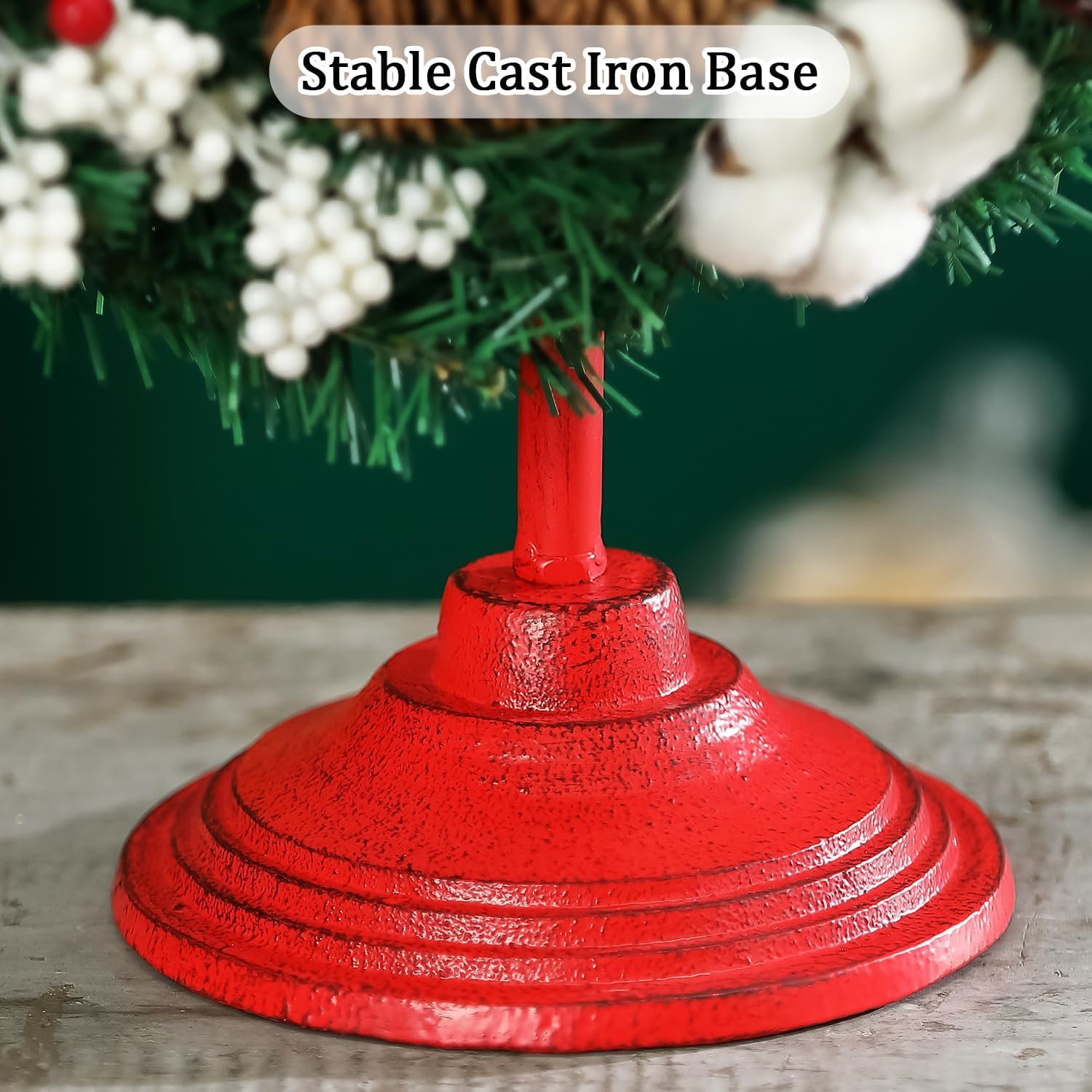Retro Red Wreath Stand with Fleur-De-Lis Top