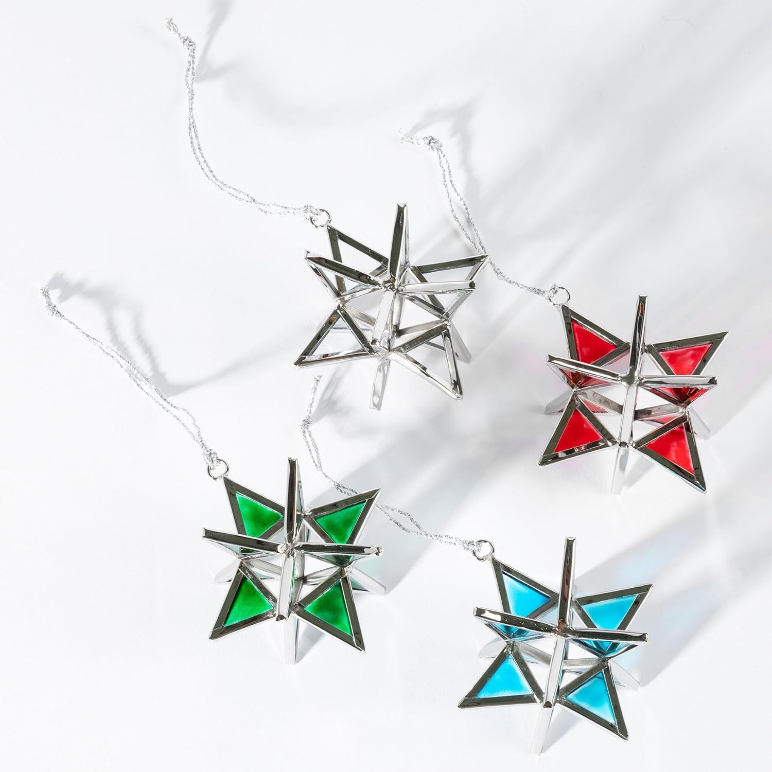 Handcrafted Stained Glass Moravian Star 3D Ornament Rose Gold Large