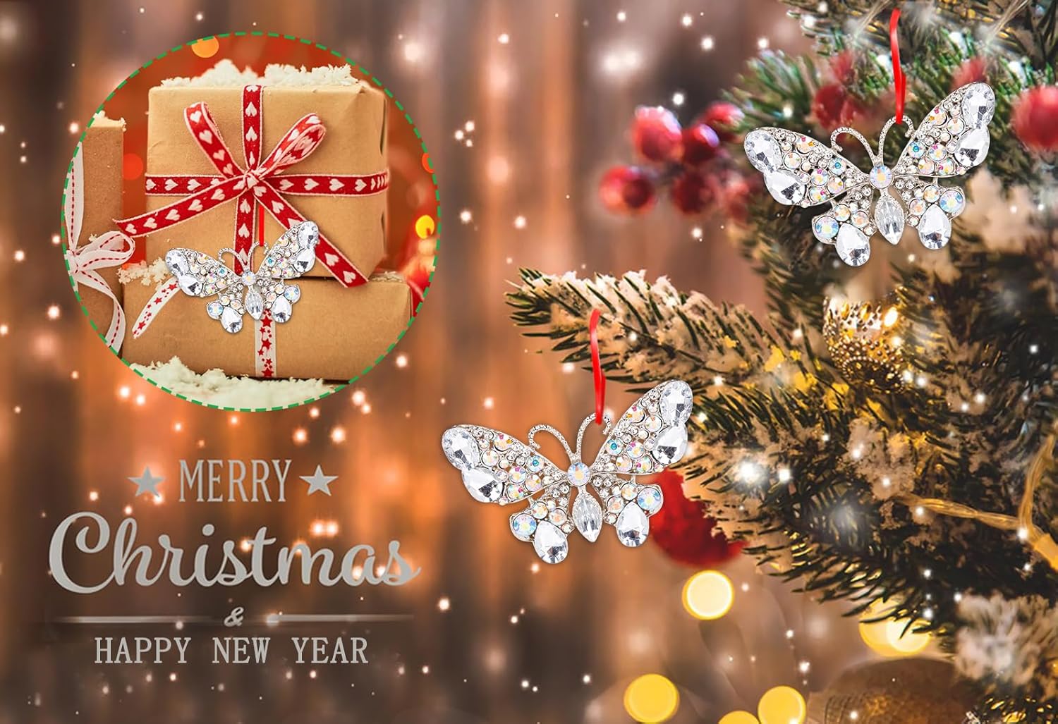 D24TIME Metal Butterfly Christmas Ornaments 2025