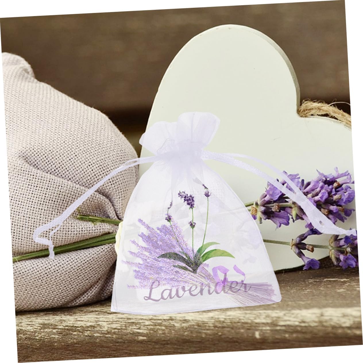 PRETYZOOM 50pcs Organza Drawstring Pouches for Dried Flowers Spices