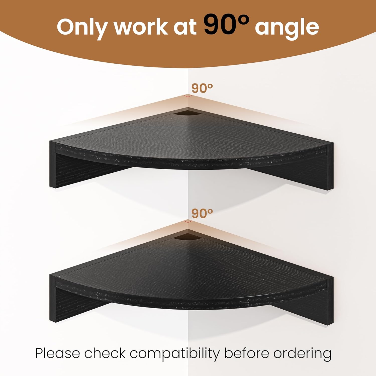 Fun Memories Corner Shelf Wall Mount 3 Pack Black