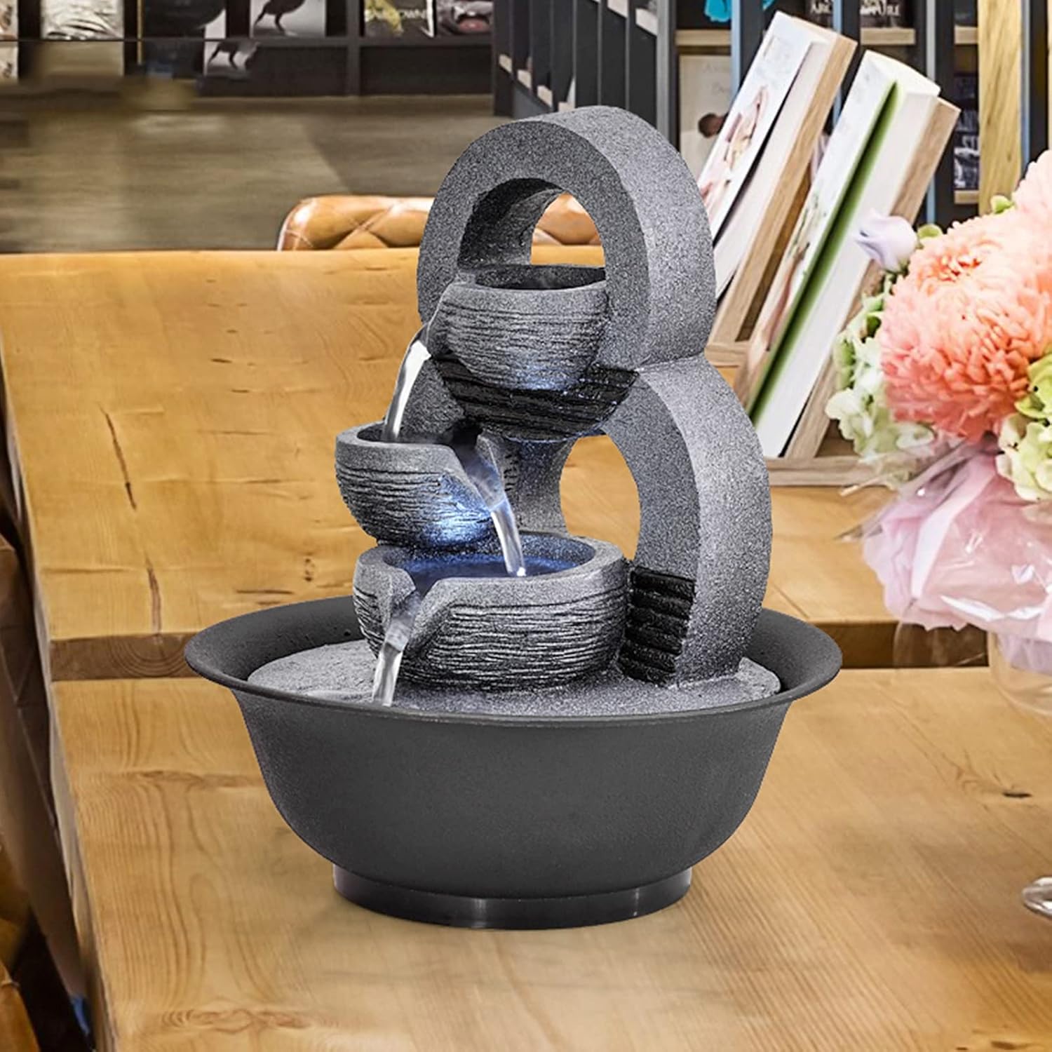 HASMI 9-Inch Tabletop Fountain for Indoor Decor