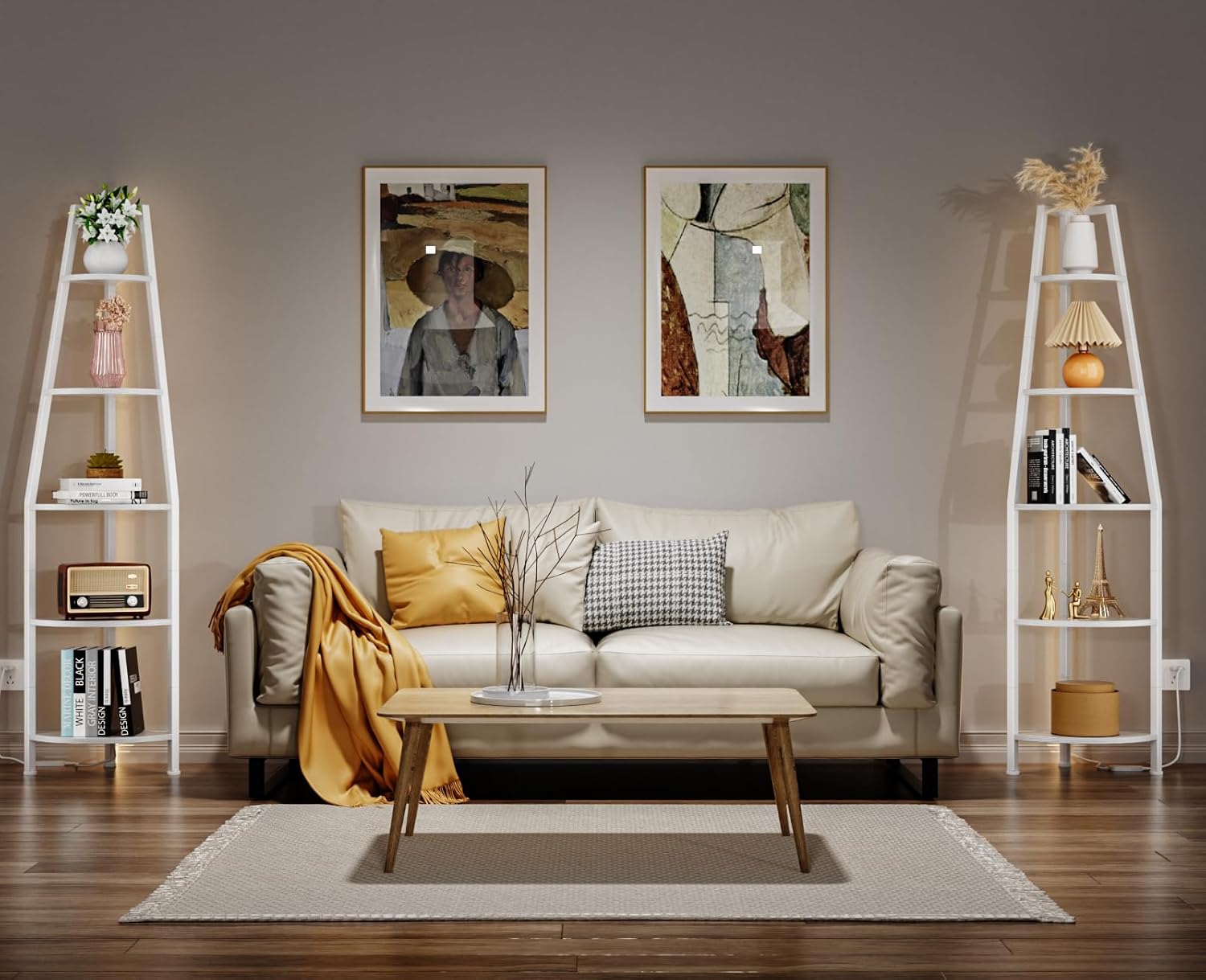 Furnulem 5 Tier Corner Shelf with LED Light