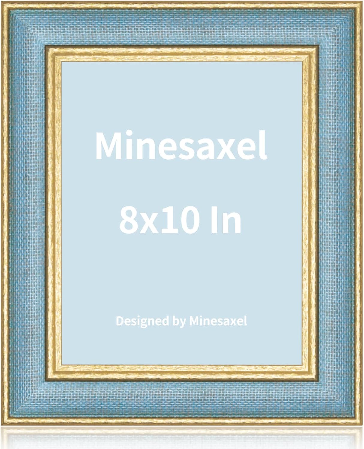 8x10 Blue Picture Frame with Gold Border and Easel