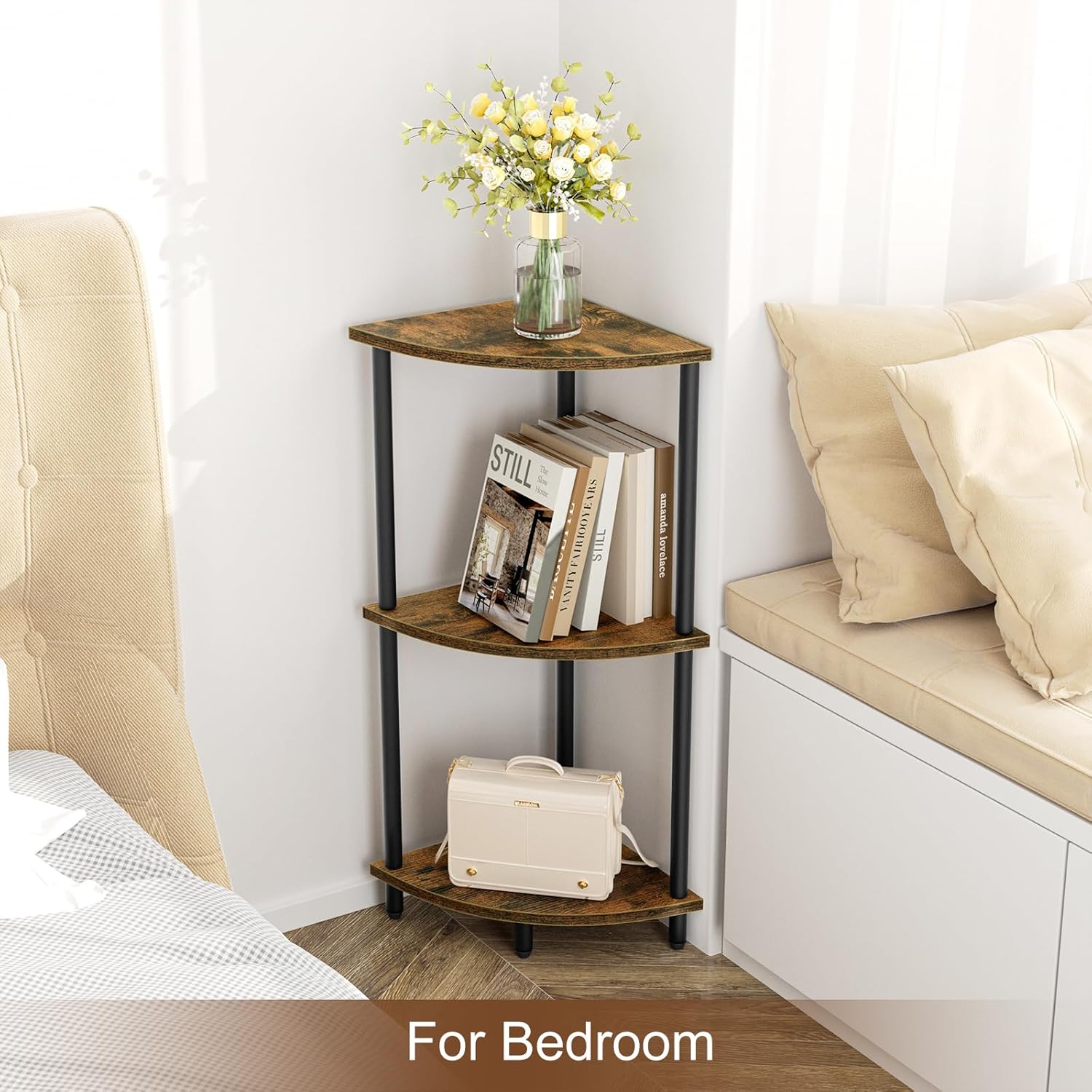 Sriwatan 3-Tier Corner Shelf Stand for Small Space