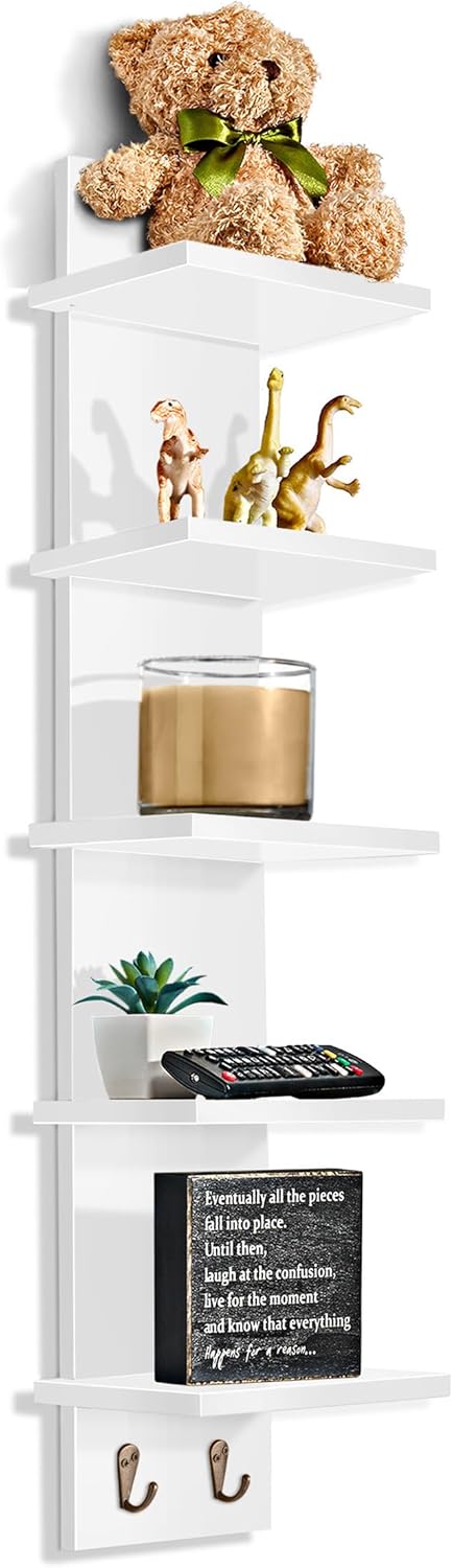 Sorbus 5 Tier Wall Shelf with Hooks and Storage