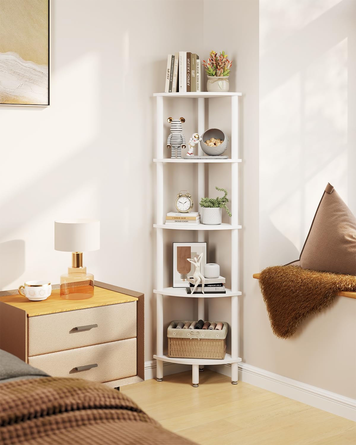 IBUYKE 5 Tier Corner Shelf Stand White