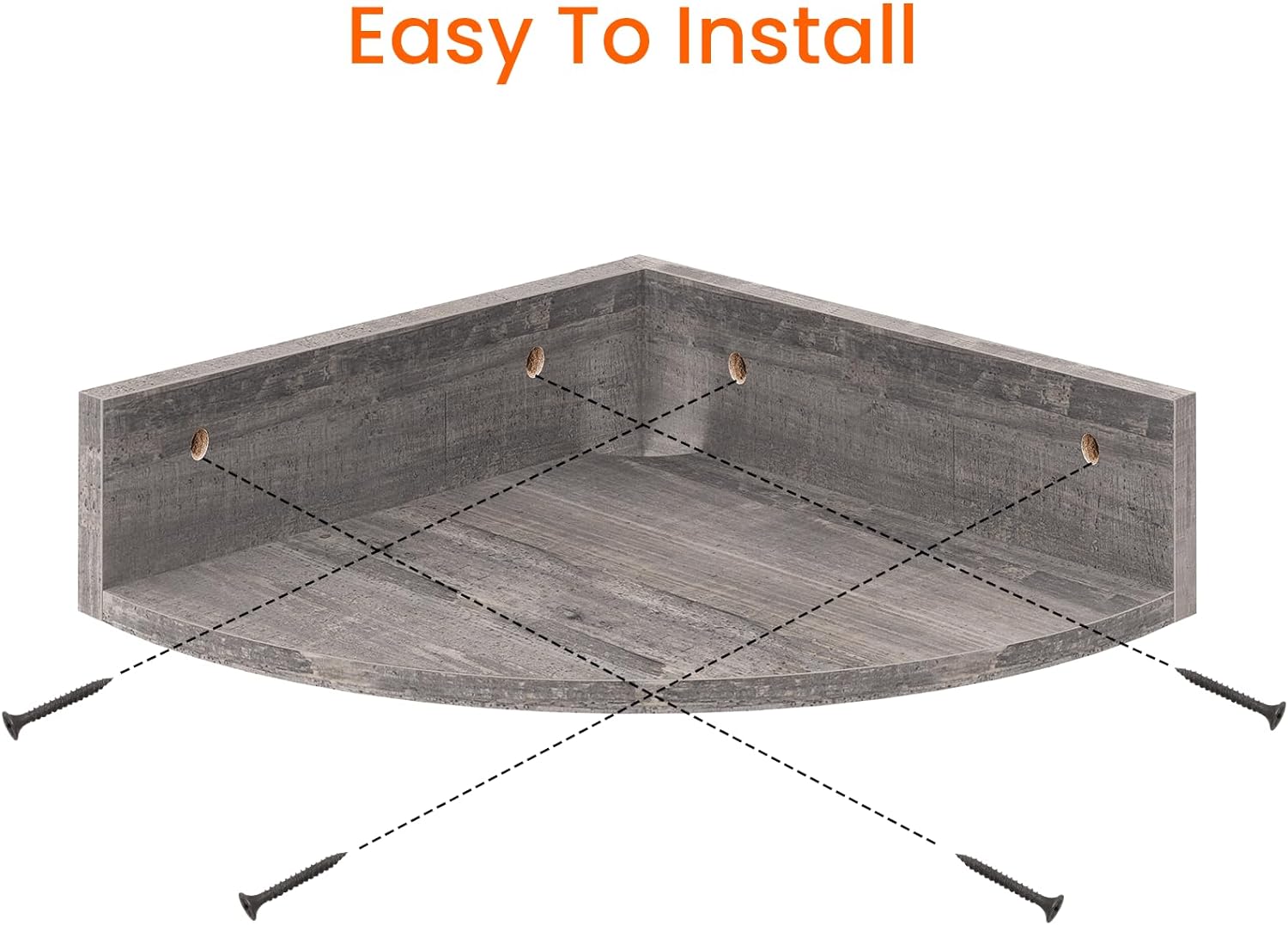 Homode Corner Floating Shelves Set of 3 Rustic Grey