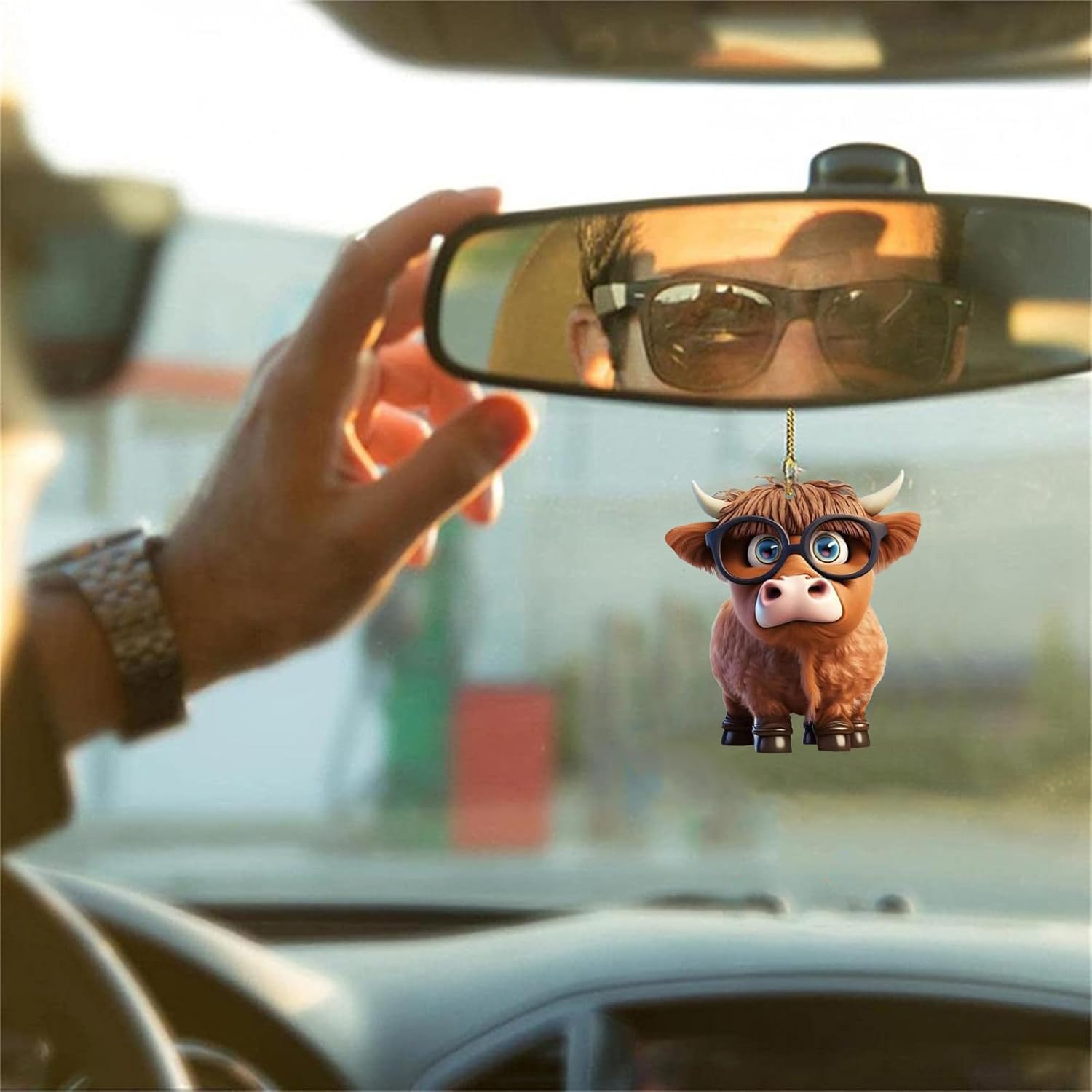 Cute Cartoon Cow Pendant for Car Home Decor
