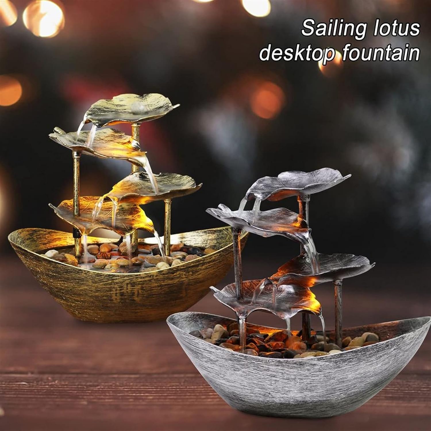 TOMYEUS Indoor Tabletop Fountain with LED Lights