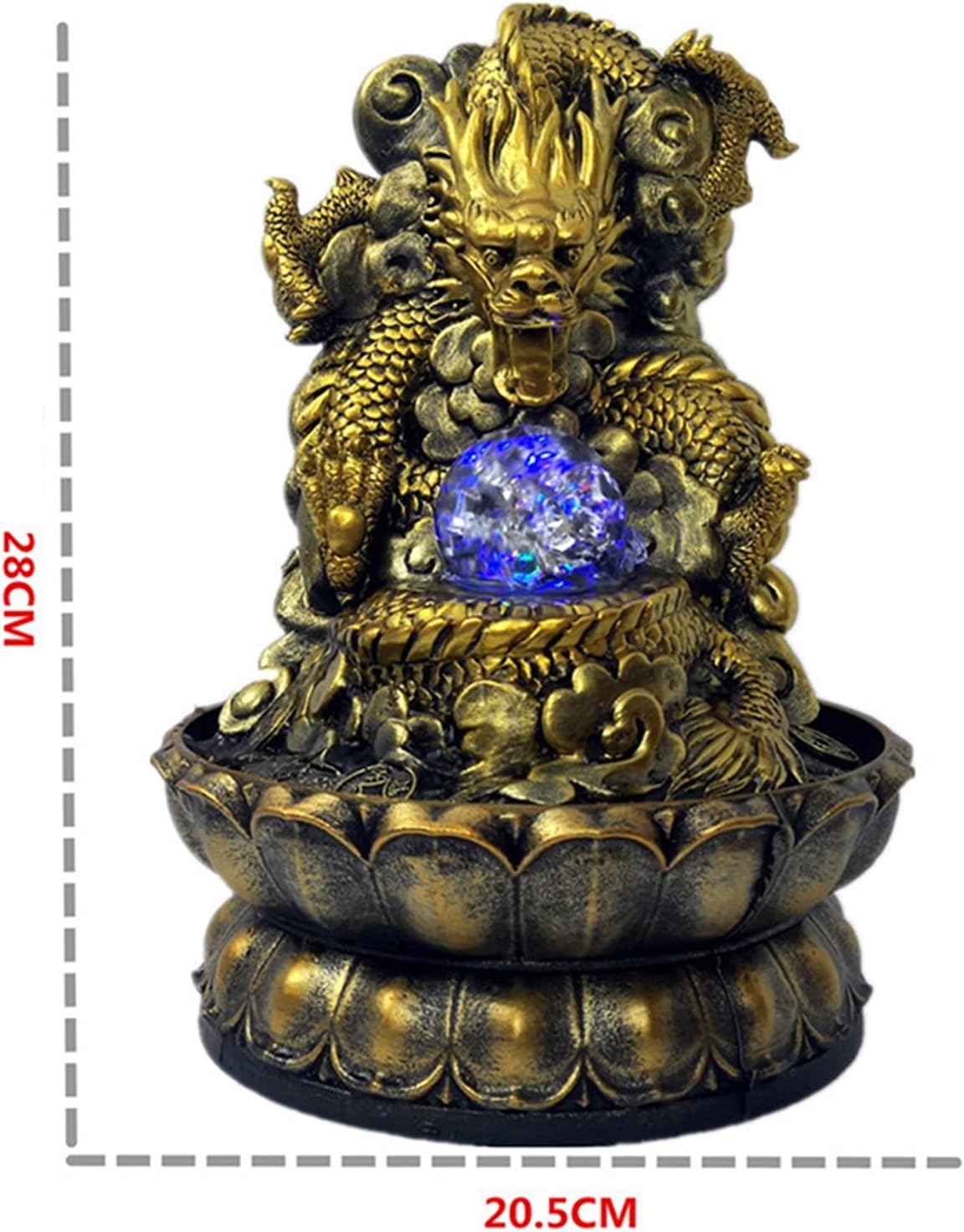 Indoor Tabletop Fountain with Chinese Dragon Decor