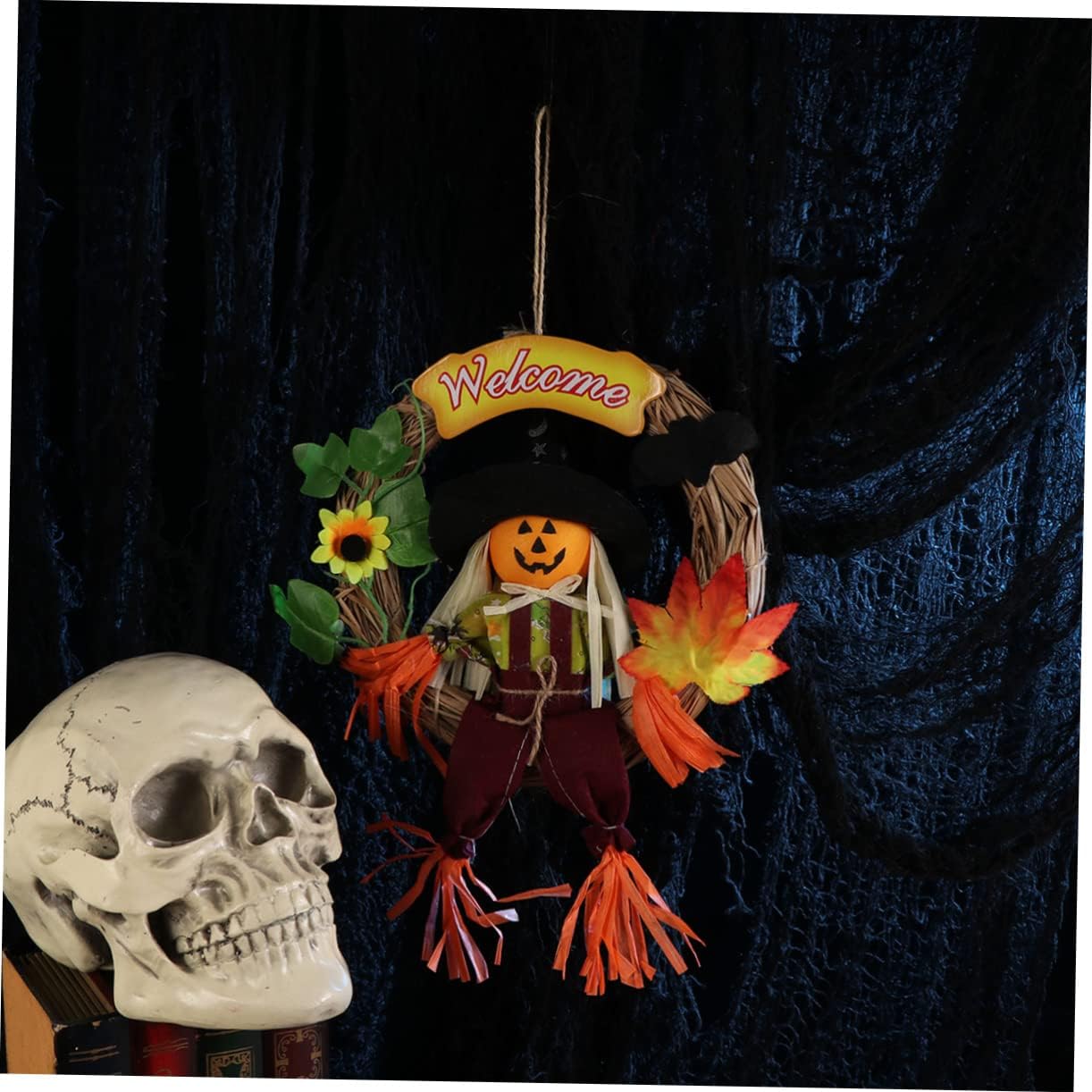 PRETYZOOM Halloween Garland Straw Plastic Door Hanger Decor