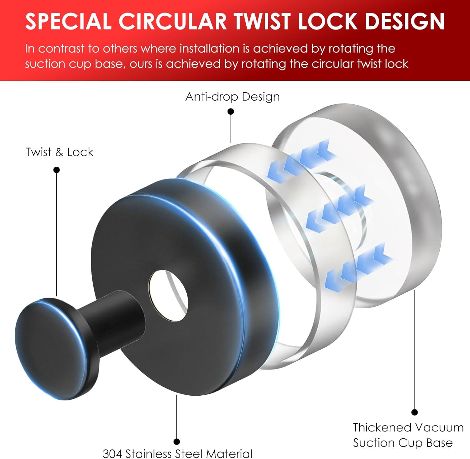 Black Wreath Hanger 2 Pack Heavy Duty Suction Cup Hooks for Front Door Window Glass Indoor Outdoor Decorations