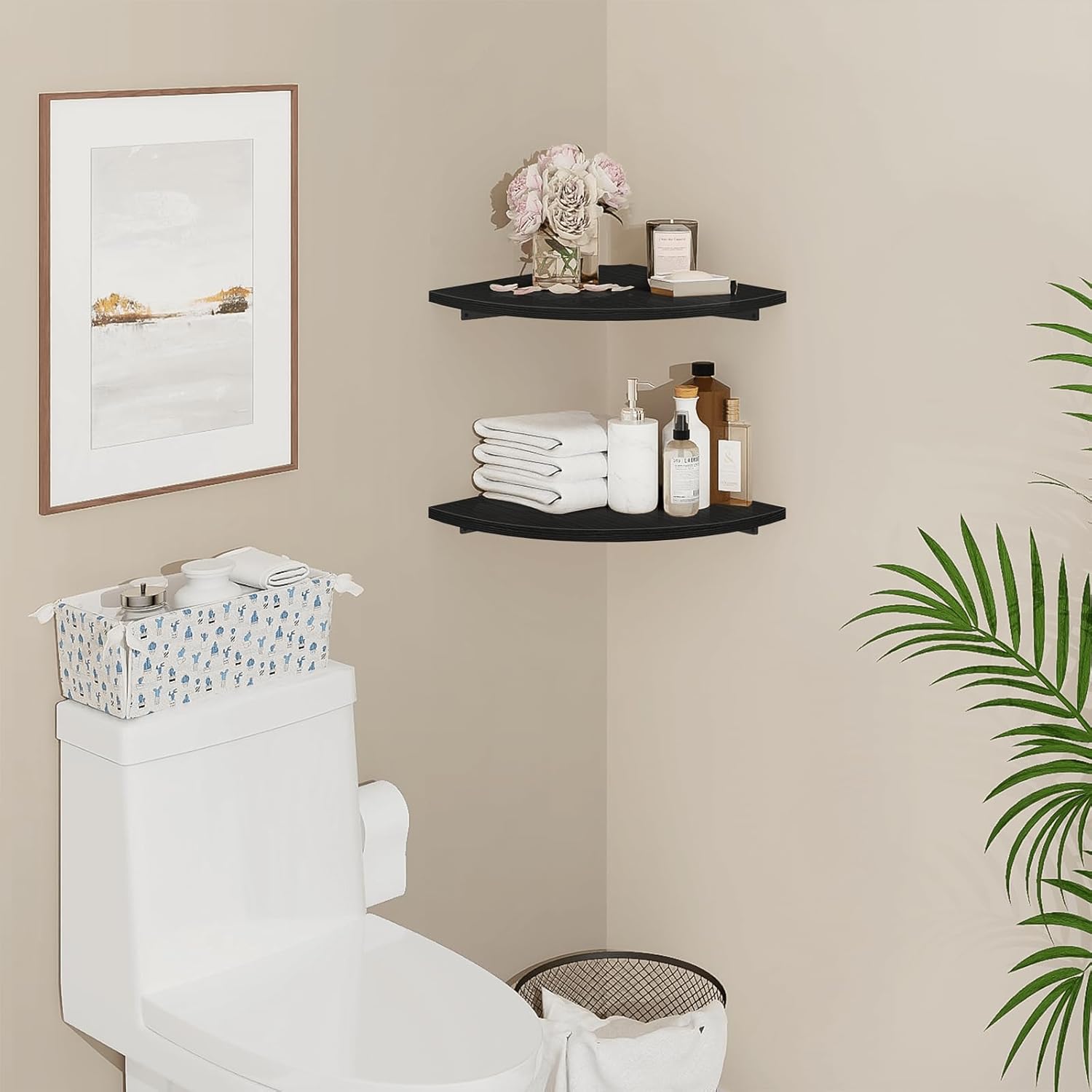 Homode Corner Floating Shelves 2 Tier Black