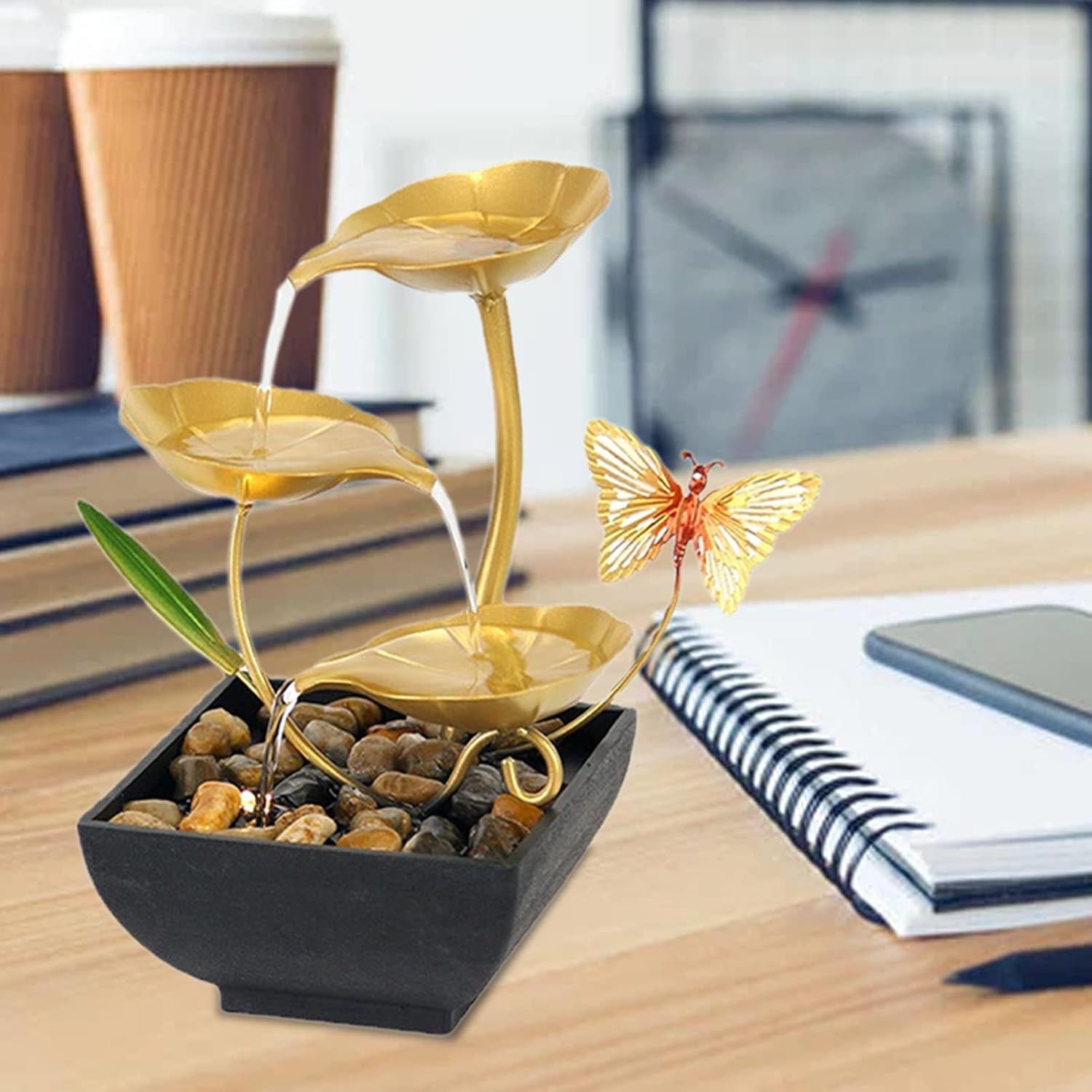 Gavigain Tabletop Fountain with LED Lights and Three Speed Settings