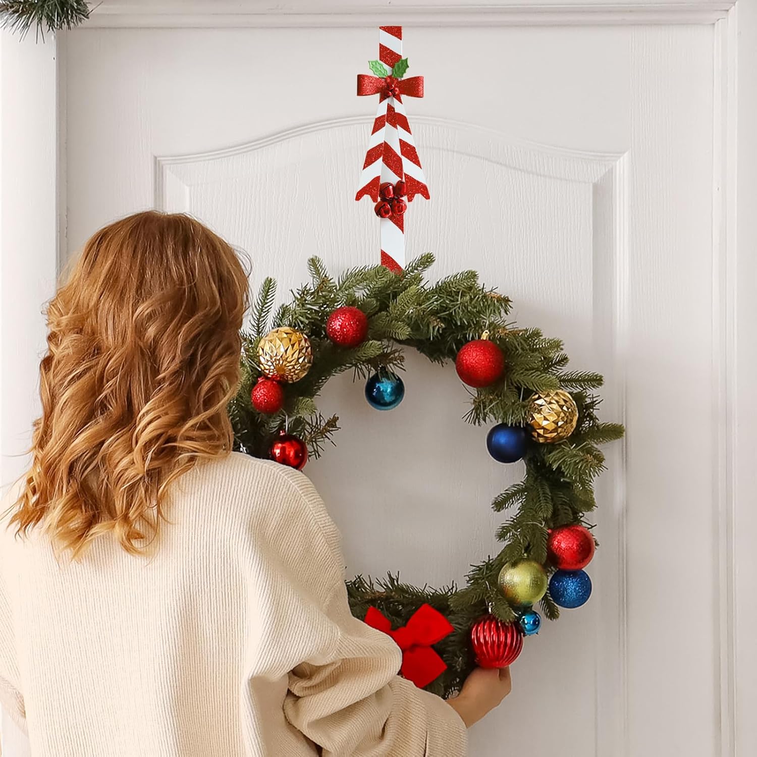 2 Pack Candy Cane Wreath Hangers for Front Door