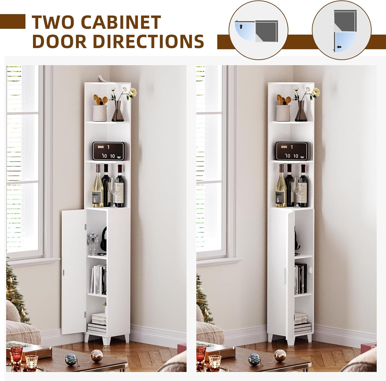 MOHOPE 748 Tall Corner Cabinet with 5-Tier Shelves