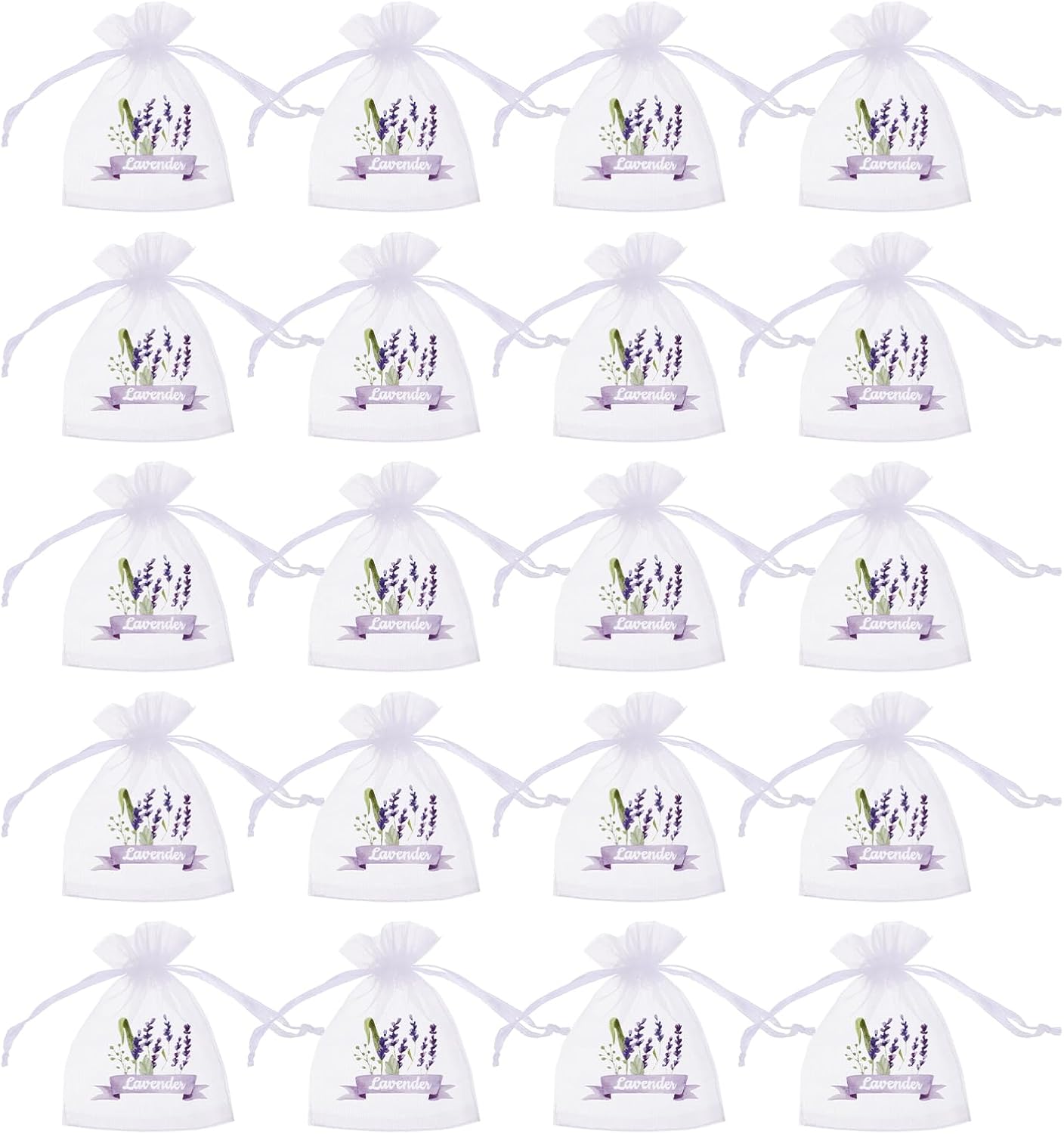 LUOZZY 80 pcs Lavender Sachet Bags with Drawstring - White