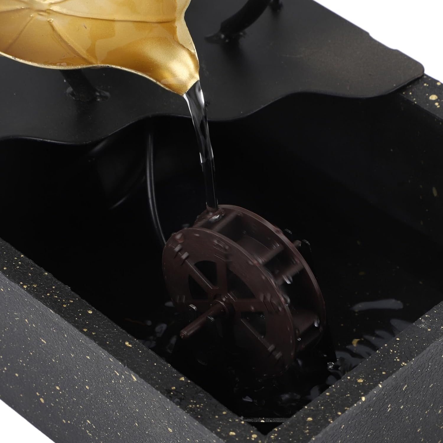 Metal Desk Fountain with Adjustable USB and LED Lights