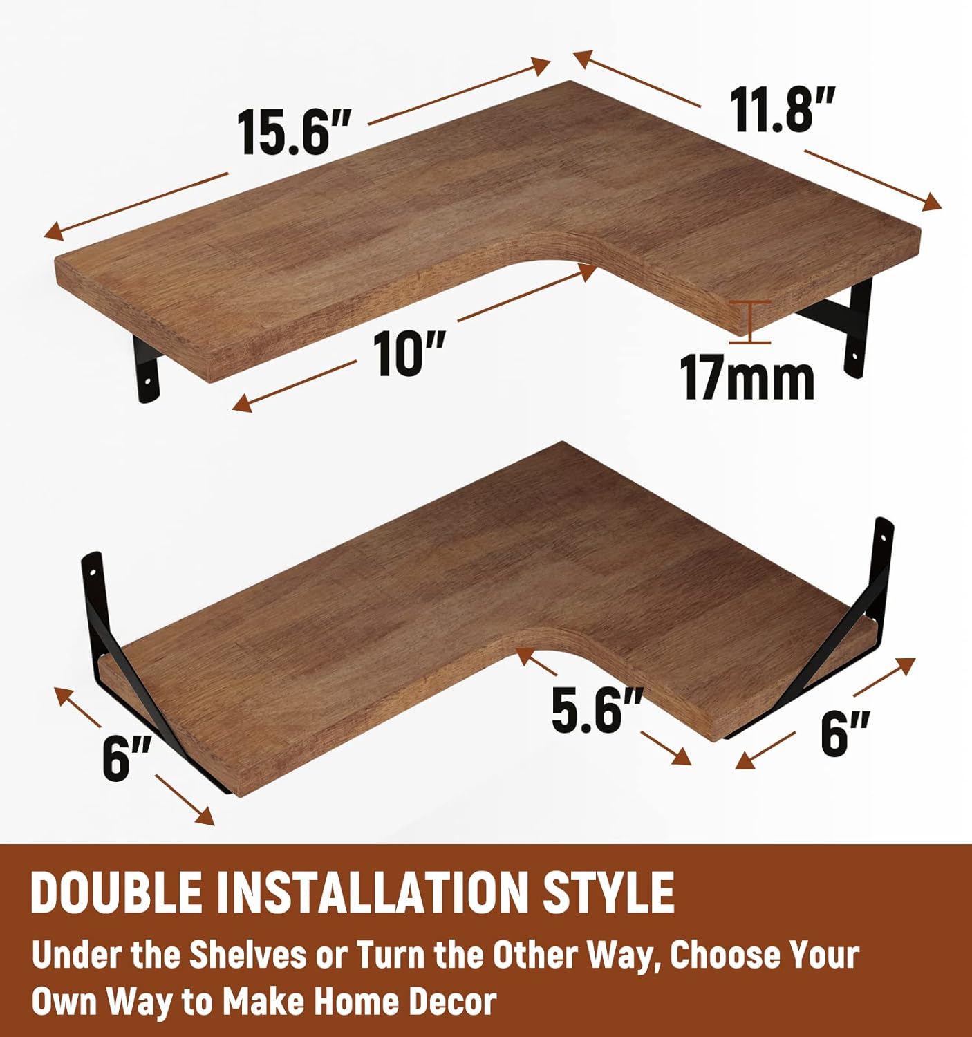 LEOPO Corner Floating Shelves Set of 6