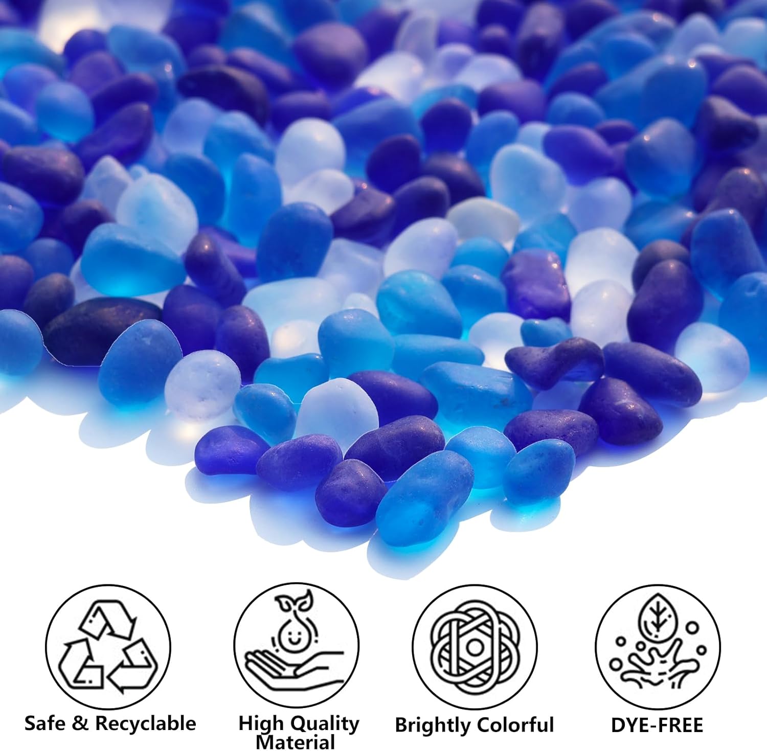 Sea Glass Stones - 29LB Blue Mixed Frosted Decor