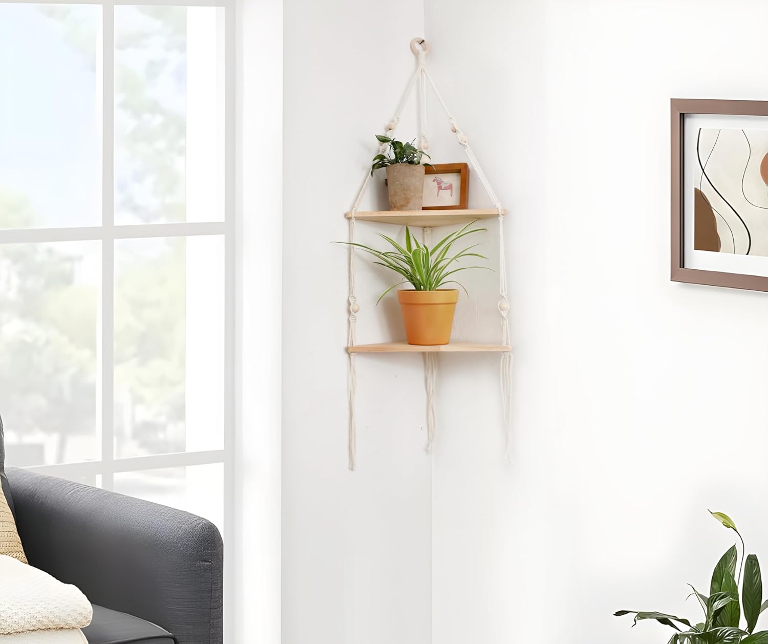 Artilady Corner Shelf - 2 Tier Floating Wood Wall Decor