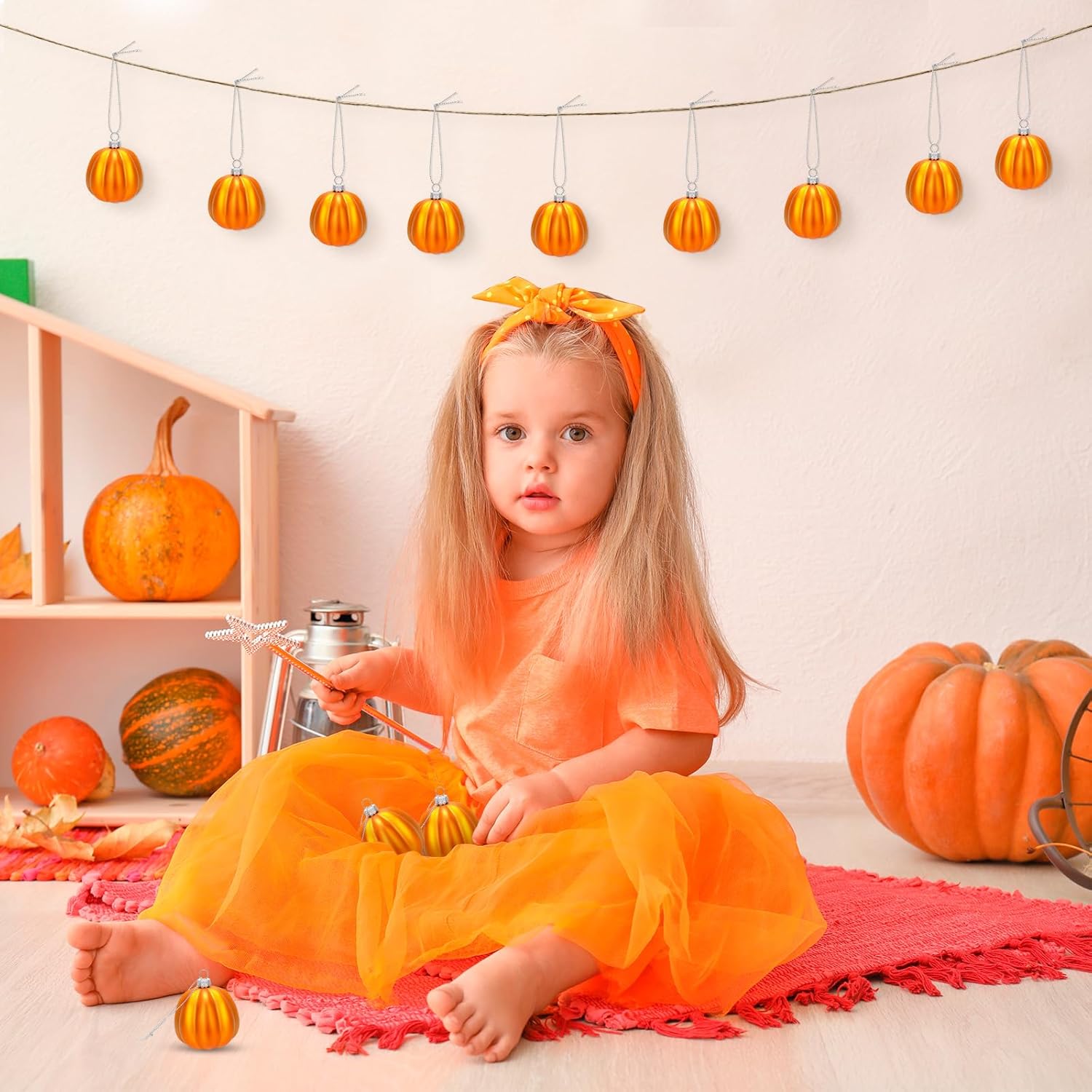12 Pcs Thanksgiving Pumpkin Hanging Ornament for Fall Decorations