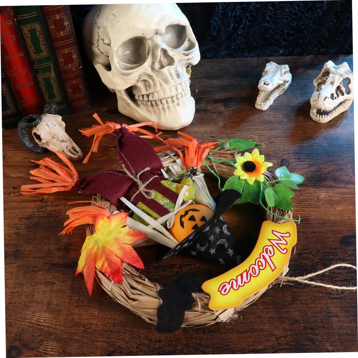 PRETYZOOM Halloween Garland Straw Plastic Door Hanger Decor