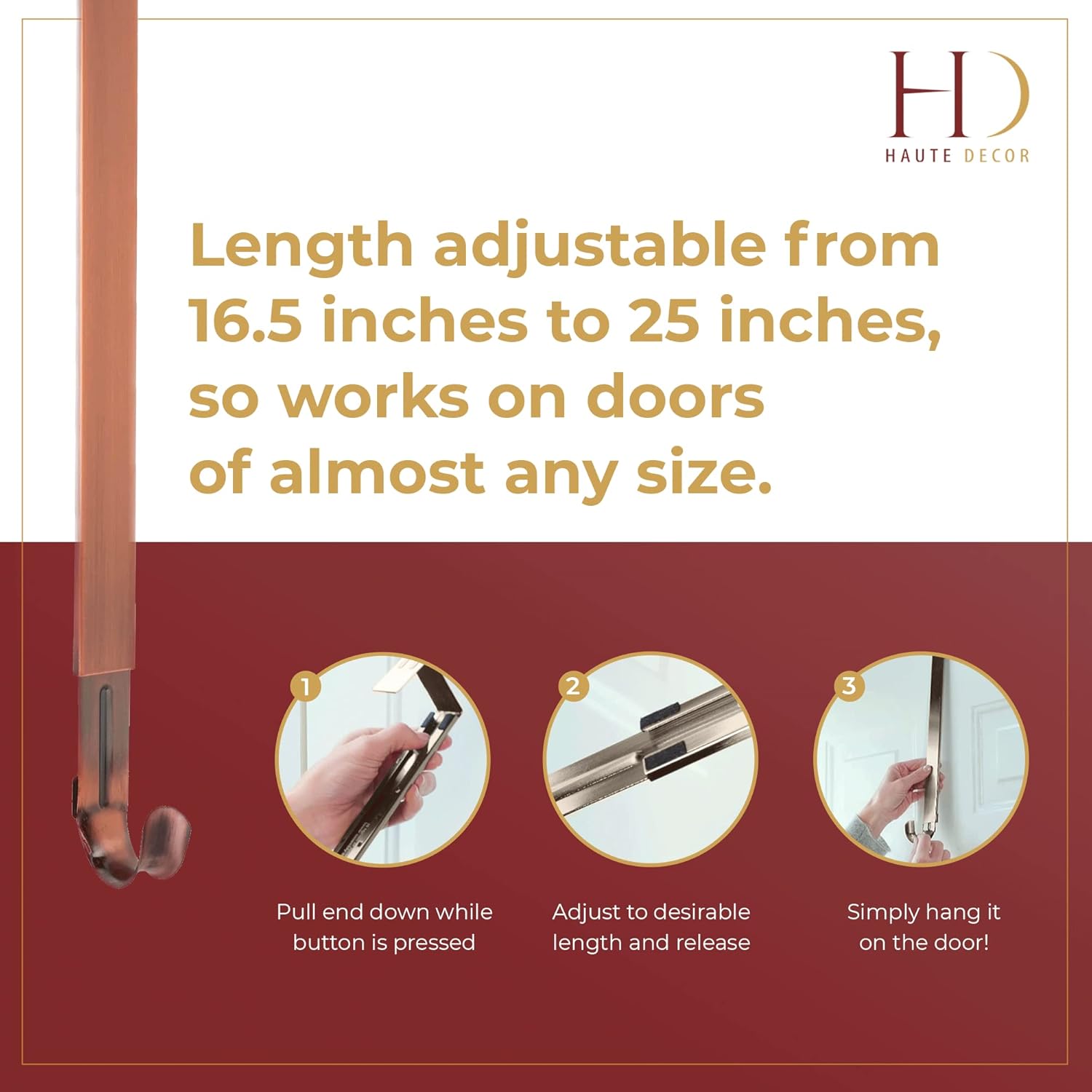 Haute Decor Adjustable Wreath Hanger - 20 Lb Capacity 1