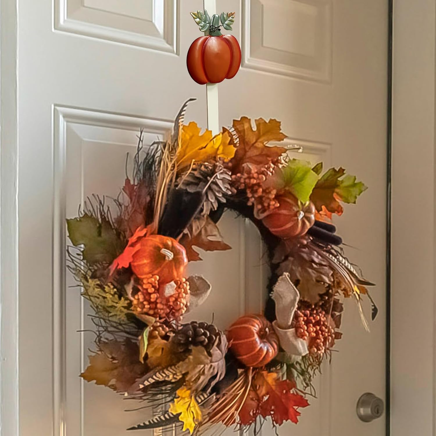 2 Pack Fall Wreath Door Hanger with Pumpkin Sunflower