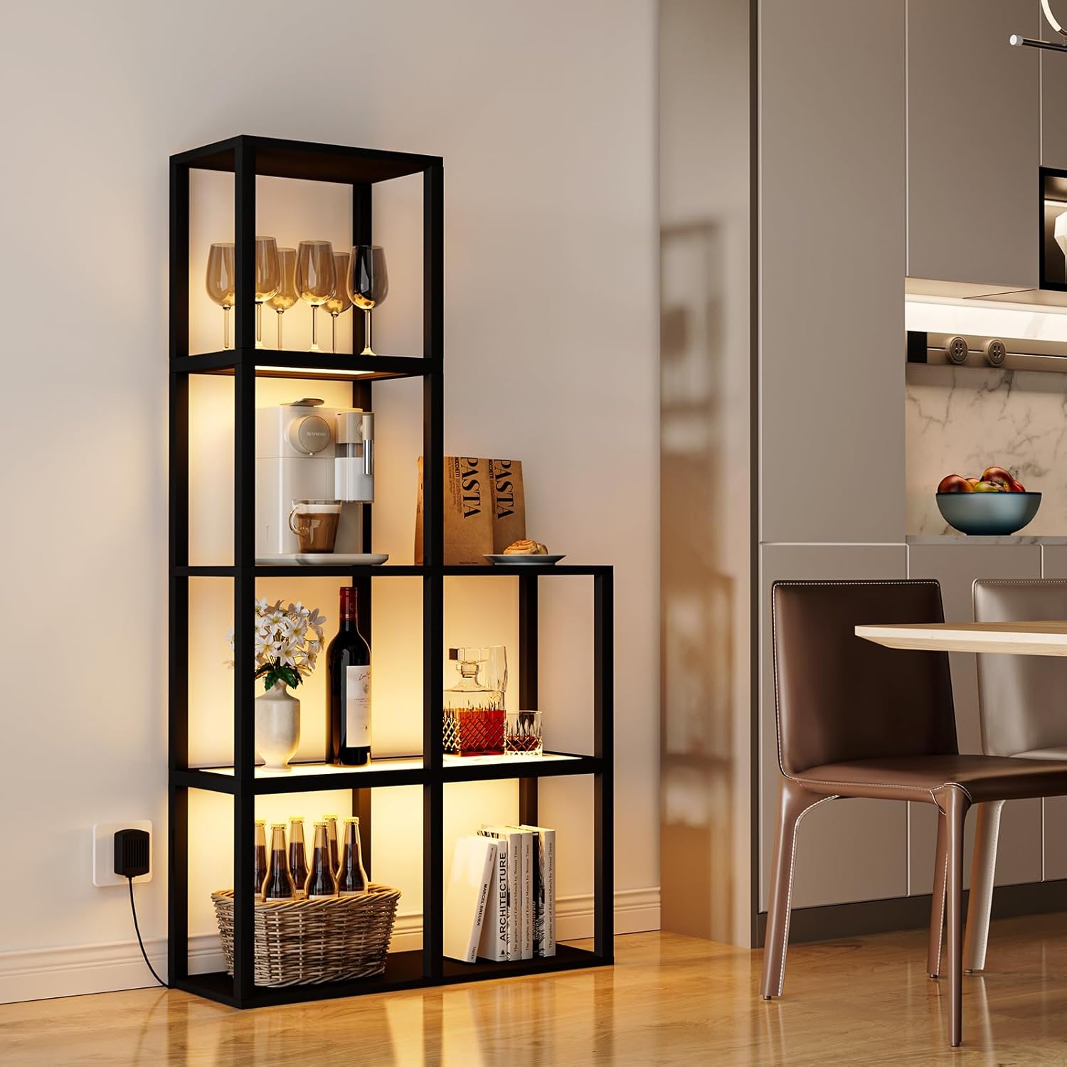 Modern 5-Tier LED Light Corner Display Shelf