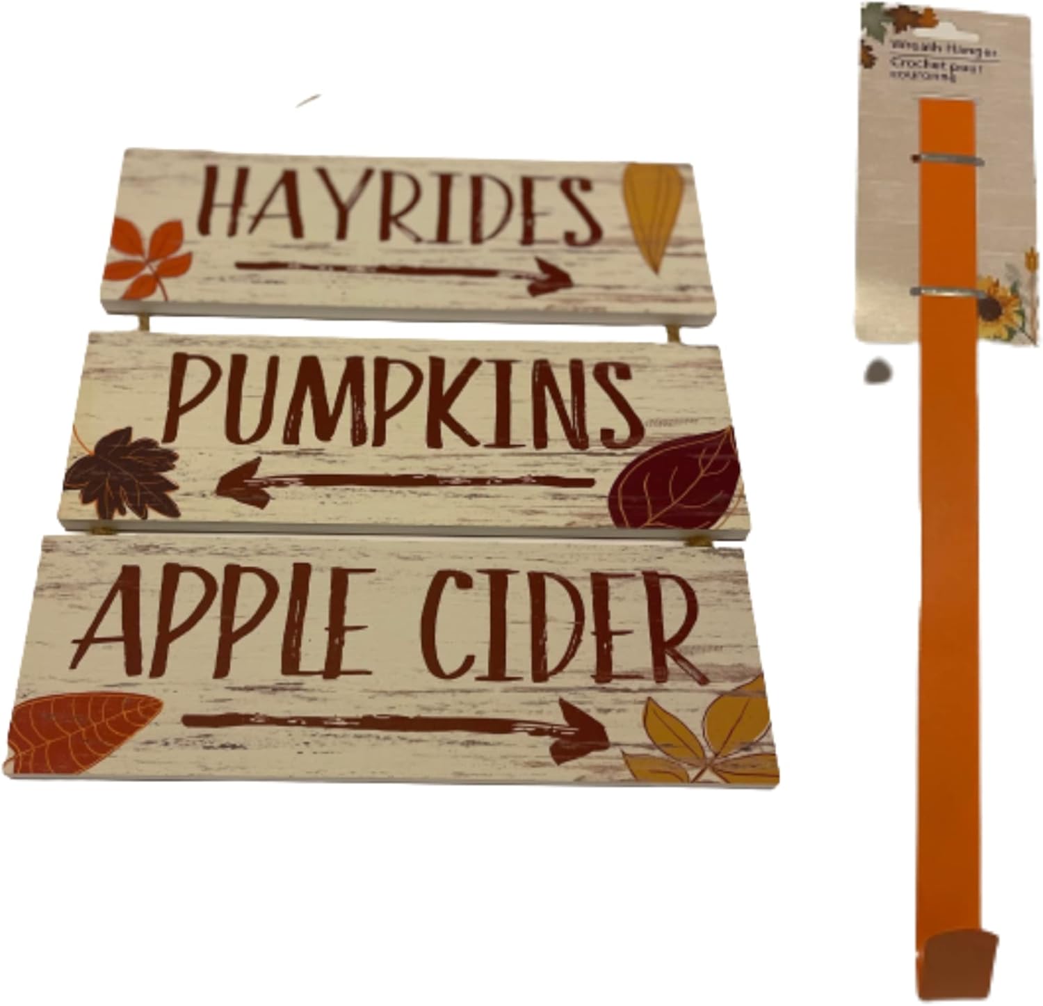 MIJ Autumn Decor Wall Sign and Wreath Hanger Set